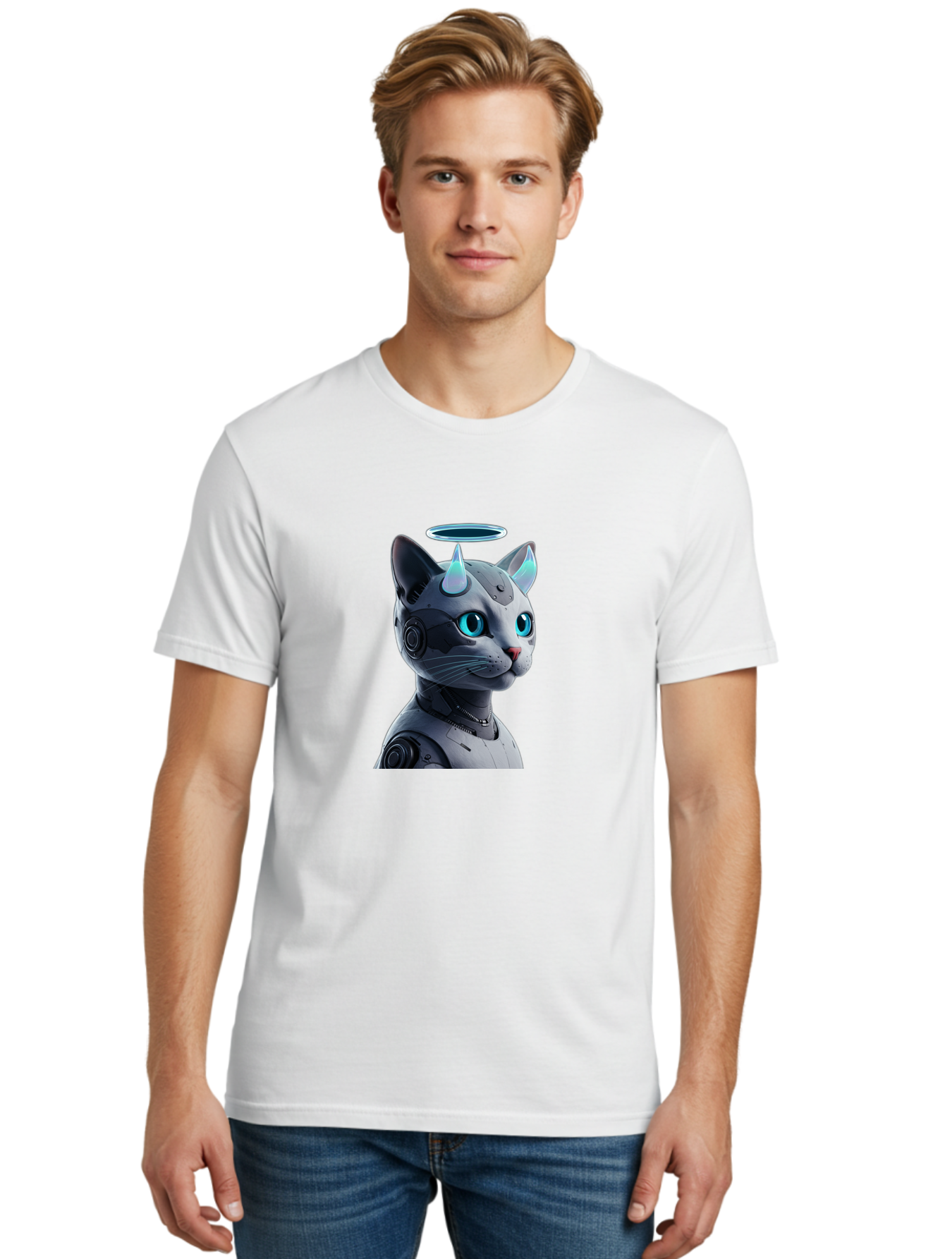 Cyborg-Cat Men'S Graphic Tee, 100% Cotton, Comfortable Casual Summer Wear, Machine Washable, Vintage Camera, Old Camera, Antique Camera, Black Camera, Classic Photography, Photography Equipment, Nostalgic Device, Film Camera, Camera Art Bao326