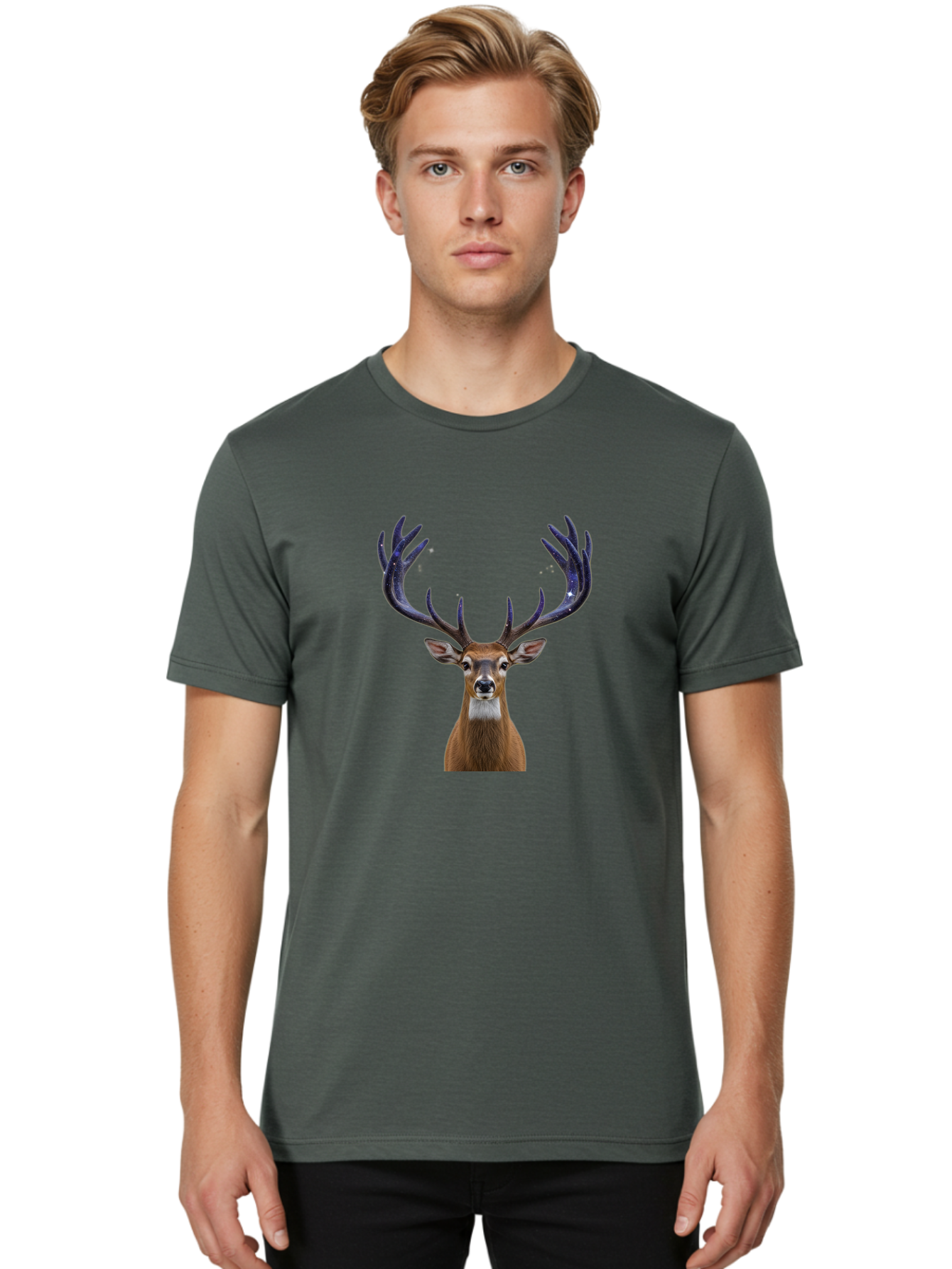 Deer-Head-With-Antlers Men'S Graphic Tee, 100% Cotton, Comfortable Casual Summer Wear, Machine Washable, Vintage Camera, Old Camera, Antique Camera, Black Camera, Classic Photography, Photography Equipment, Nostalgic Device, Film Camera, Bao334