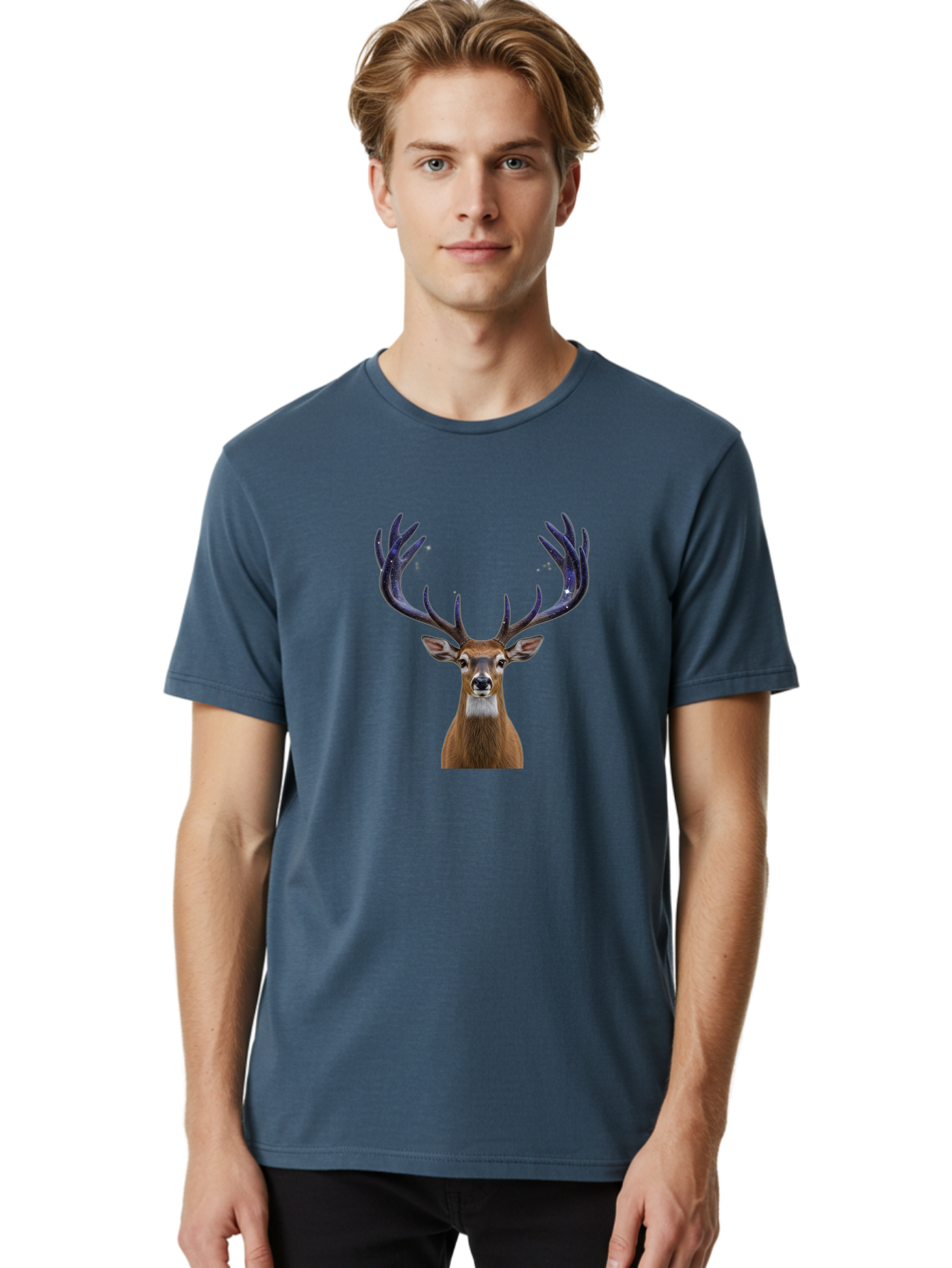 Deer-Head-With-Antlers Men'S Graphic Tee, 100% Cotton, Comfortable Casual Summer Wear, Machine Washable, Vintage Camera, Old Camera, Antique Camera, Black Camera, Classic Photography, Photography Equipment, Nostalgic Device, Film Camera, Bao334