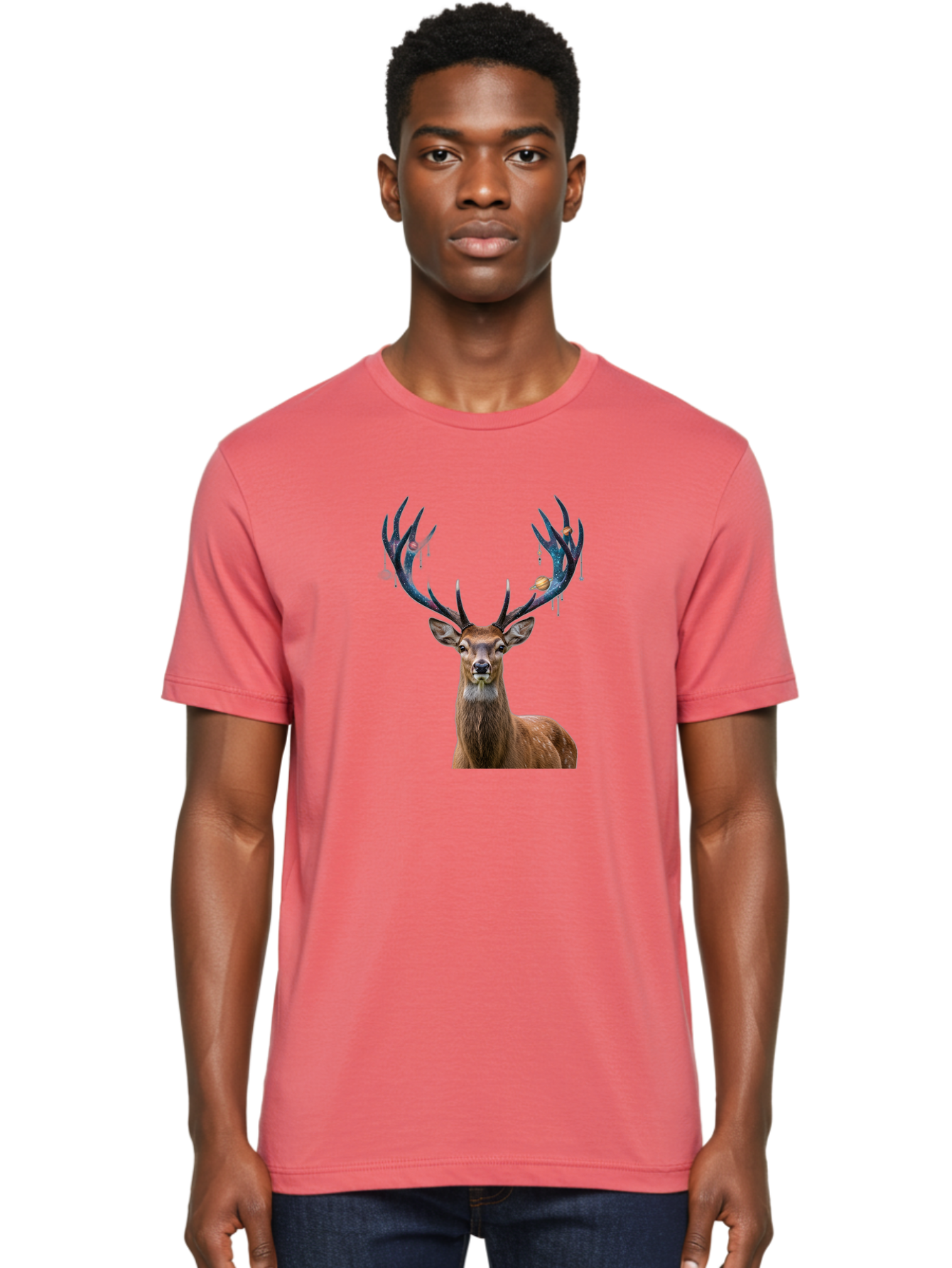 Deer-With-Space-Antlers Men'S Graphic Tee, 100% Cotton, Comfortable Casual Summer Wear, Machine Washable, Vintage Camera, Old Camera, Antique Camera, Black Camera, Classic Photography, Photography Equipment, Nostalgic Device, Film Camera, Bao336