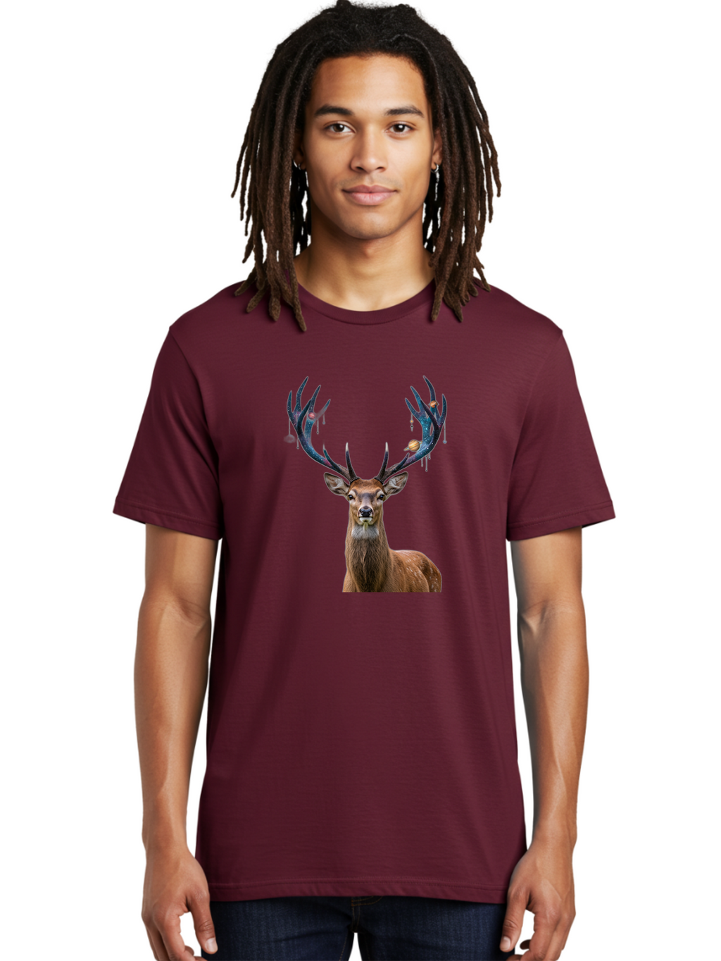 Deer-With-Space-Antlers Men'S Graphic Tee, 100% Cotton, Comfortable Casual Summer Wear, Machine Washable, Vintage Camera, Old Camera, Antique Camera, Black Camera, Classic Photography, Photography Equipment, Nostalgic Device, Film Camera, Bao336