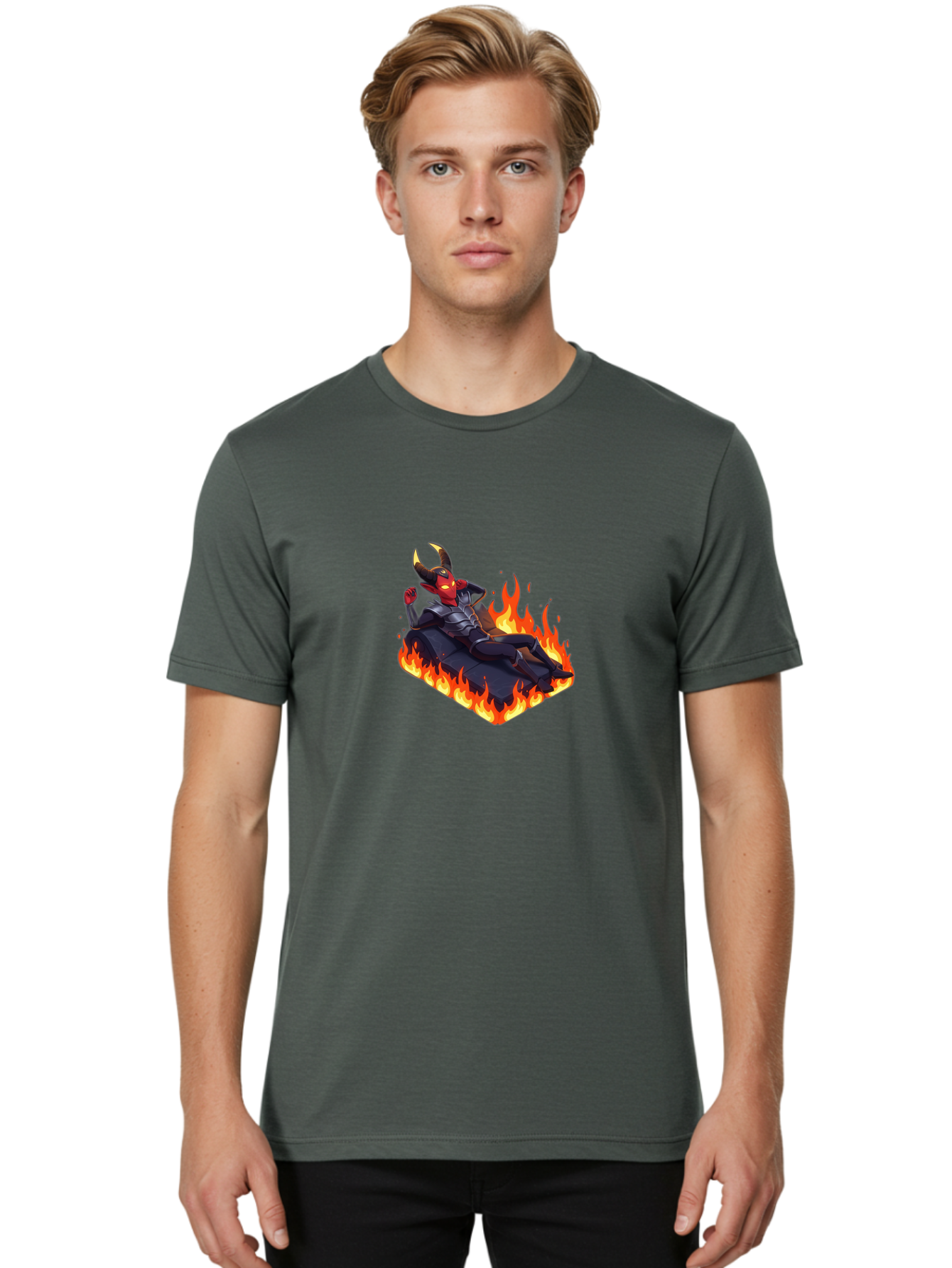 Demon-Reclining-On-Rocks Men'S Graphic Tee, 100% Cotton, Comfortable Casual Summer Wear, Machine Washable, Vintage Camera, Old Camera, Antique Camera, Black Camera, Classic Photography, Photography Equipment, Nostalgic Device, Film Camera, Bao337