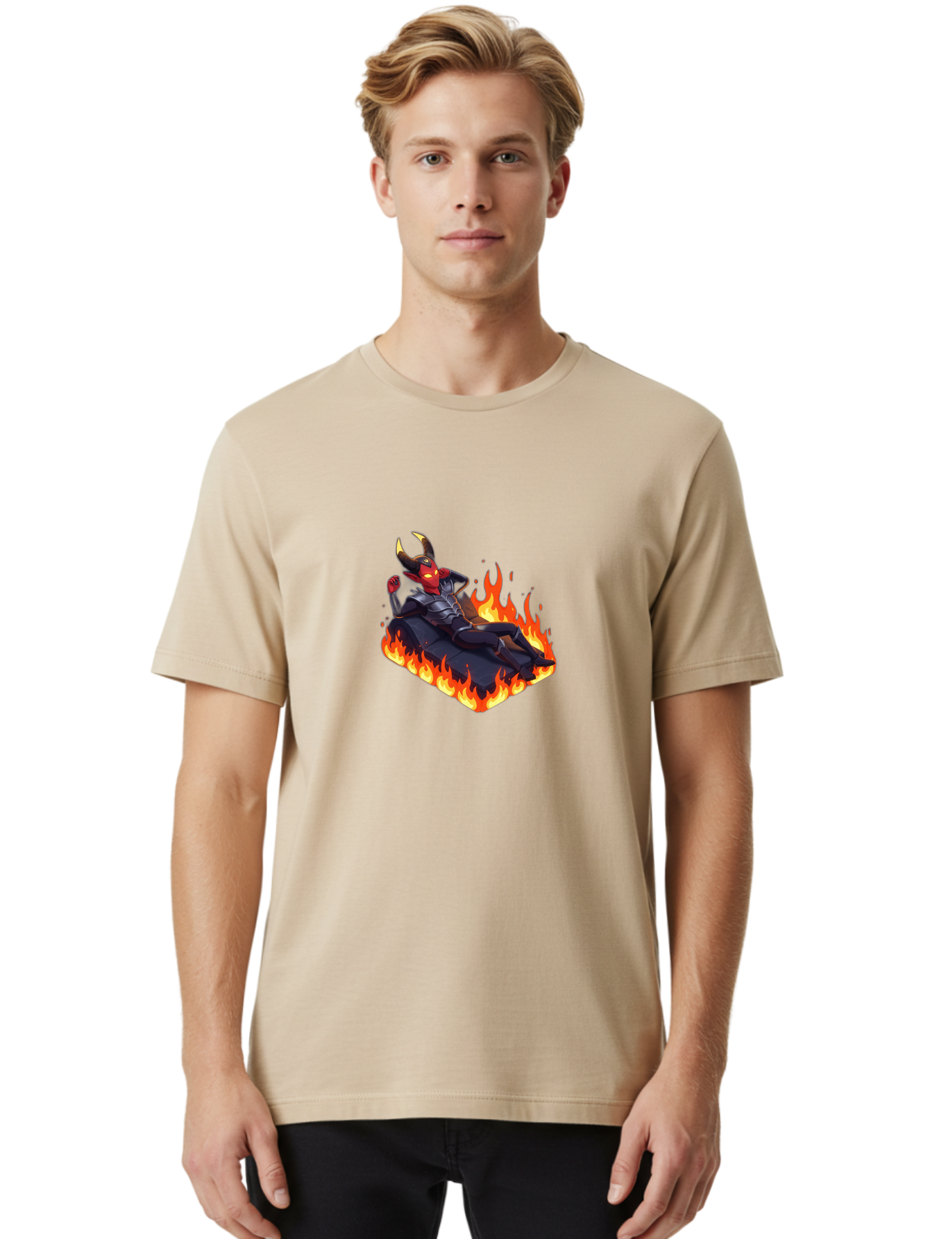 Demon-Reclining-On-Rocks Men'S Graphic Tee, 100% Cotton, Comfortable Casual Summer Wear, Machine Washable, Vintage Camera, Old Camera, Antique Camera, Black Camera, Classic Photography, Photography Equipment, Nostalgic Device, Film Camera, Bao337