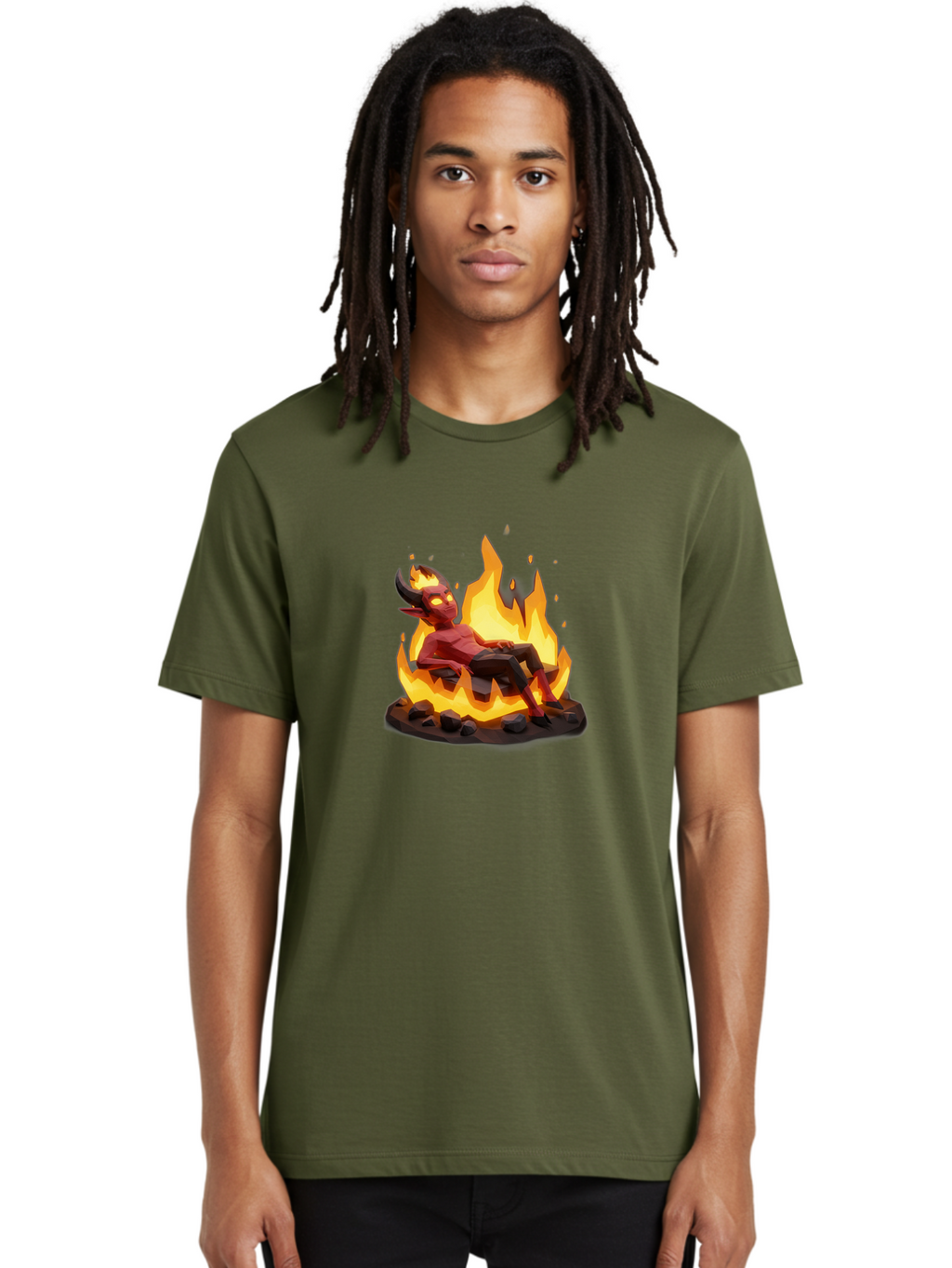 Demon-Relaxing-In-Flames Men'S Graphic Tee, 100% Cotton, Comfortable Casual Summer Wear, Machine Washable, Vintage Camera, Old Camera, Antique Camera, Black Camera, Classic Photography, Photography Equipment, Nostalgic Device, Film Camera, Bao338
