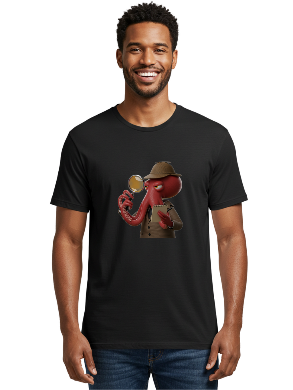 Detective-Octopus Men'S Graphic Tee, 100% Cotton, Comfortable Casual Summer Wear, Machine Washable, Vintage Camera, Old Camera, Antique Camera, Black Camera, Classic Photography, Photography Equipment, Nostalgic Device, Film Camera, Camera Art Bao341