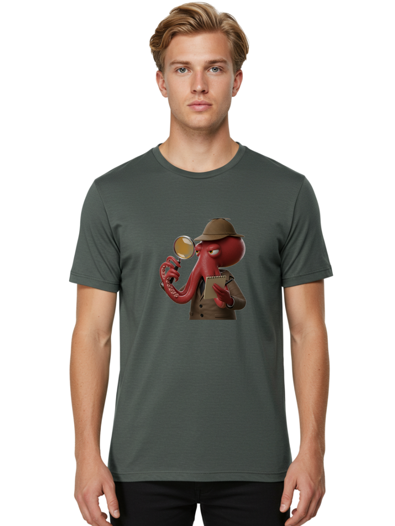 Detective-Octopus Men'S Graphic Tee, 100% Cotton, Comfortable Casual Summer Wear, Machine Washable, Vintage Camera, Old Camera, Antique Camera, Black Camera, Classic Photography, Photography Equipment, Nostalgic Device, Film Camera, Camera Art Bao341