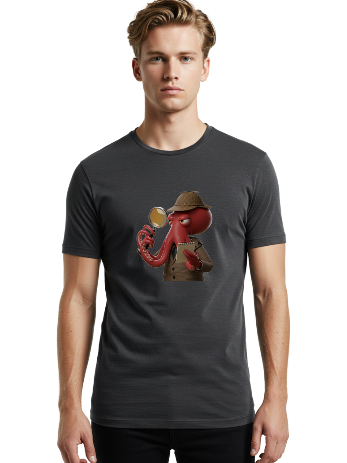 Detective-Octopus Men'S Graphic Tee, 100% Cotton, Comfortable Casual Summer Wear, Machine Washable, Vintage Camera, Old Camera, Antique Camera, Black Camera, Classic Photography, Photography Equipment, Nostalgic Device, Film Camera, Camera Art Bao341