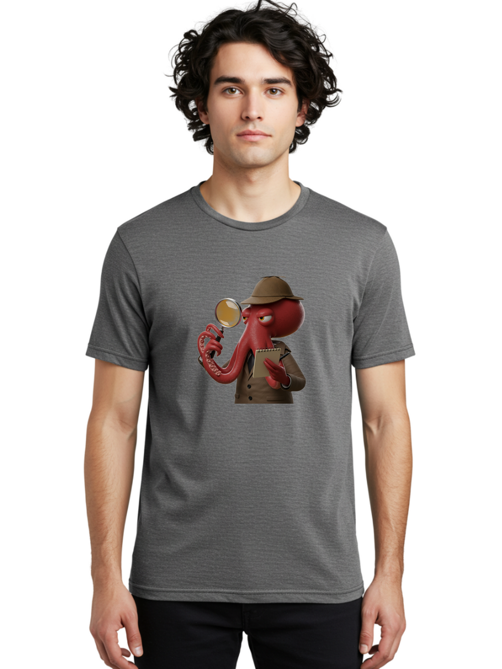 Detective-Octopus Men'S Graphic Tee, 100% Cotton, Comfortable Casual Summer Wear, Machine Washable, Vintage Camera, Old Camera, Antique Camera, Black Camera, Classic Photography, Photography Equipment, Nostalgic Device, Film Camera, Camera Art Bao341