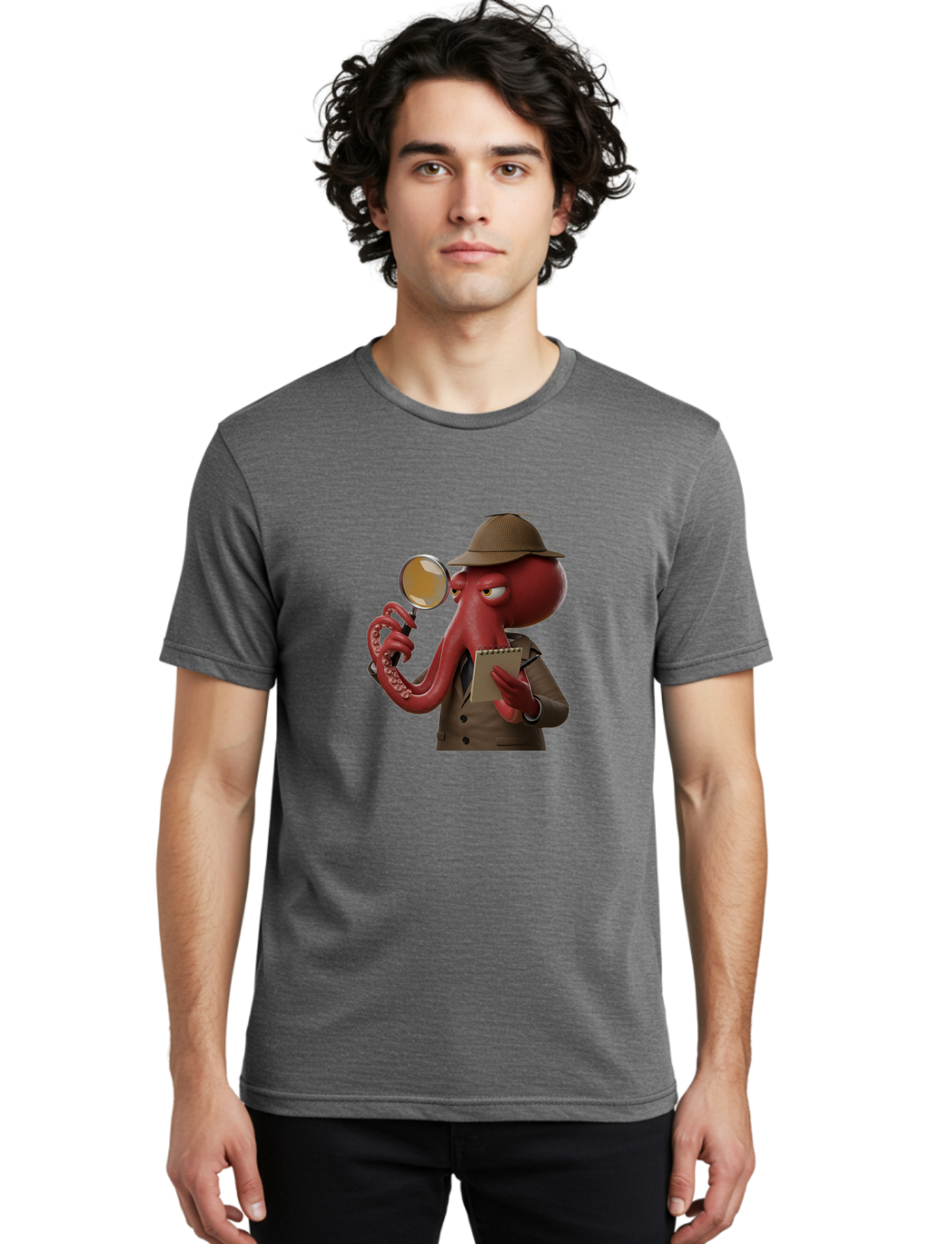 Detective-Octopus Men'S Graphic Tee, 100% Cotton, Comfortable Casual Summer Wear, Machine Washable, Vintage Camera, Old Camera, Antique Camera, Black Camera, Classic Photography, Photography Equipment, Nostalgic Device, Film Camera, Camera Art Bao341
