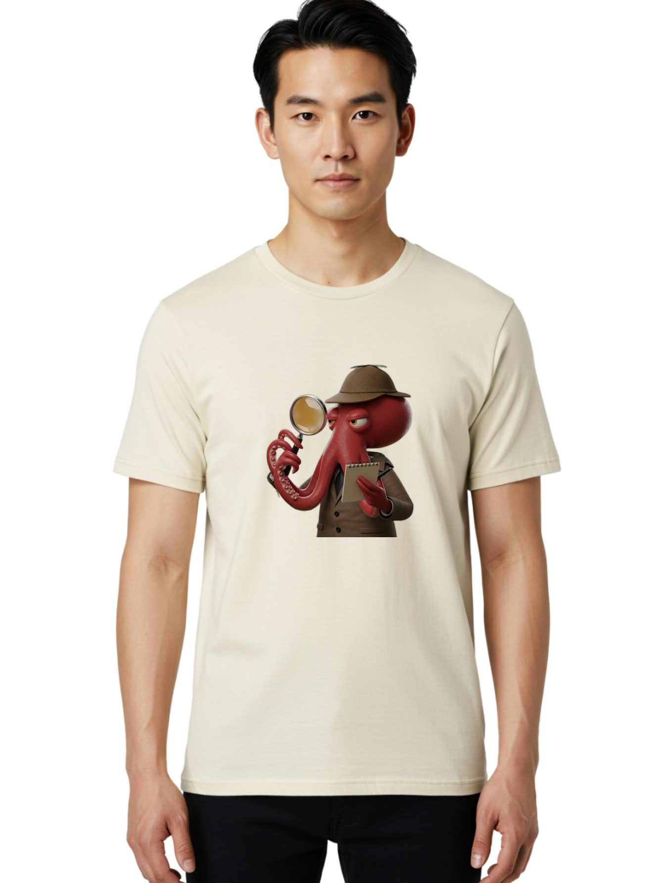 Detective-Octopus Men'S Graphic Tee, 100% Cotton, Comfortable Casual Summer Wear, Machine Washable, Vintage Camera, Old Camera, Antique Camera, Black Camera, Classic Photography, Photography Equipment, Nostalgic Device, Film Camera, Camera Art Bao341