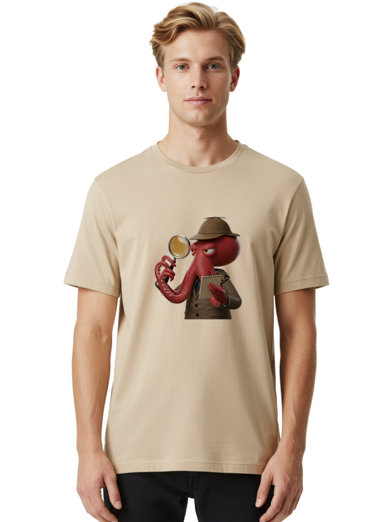 Detective-Octopus Men'S Graphic Tee, 100% Cotton, Comfortable Casual Summer Wear, Machine Washable, Vintage Camera, Old Camera, Antique Camera, Black Camera, Classic Photography, Photography Equipment, Nostalgic Device, Film Camera, Camera Art Bao341
