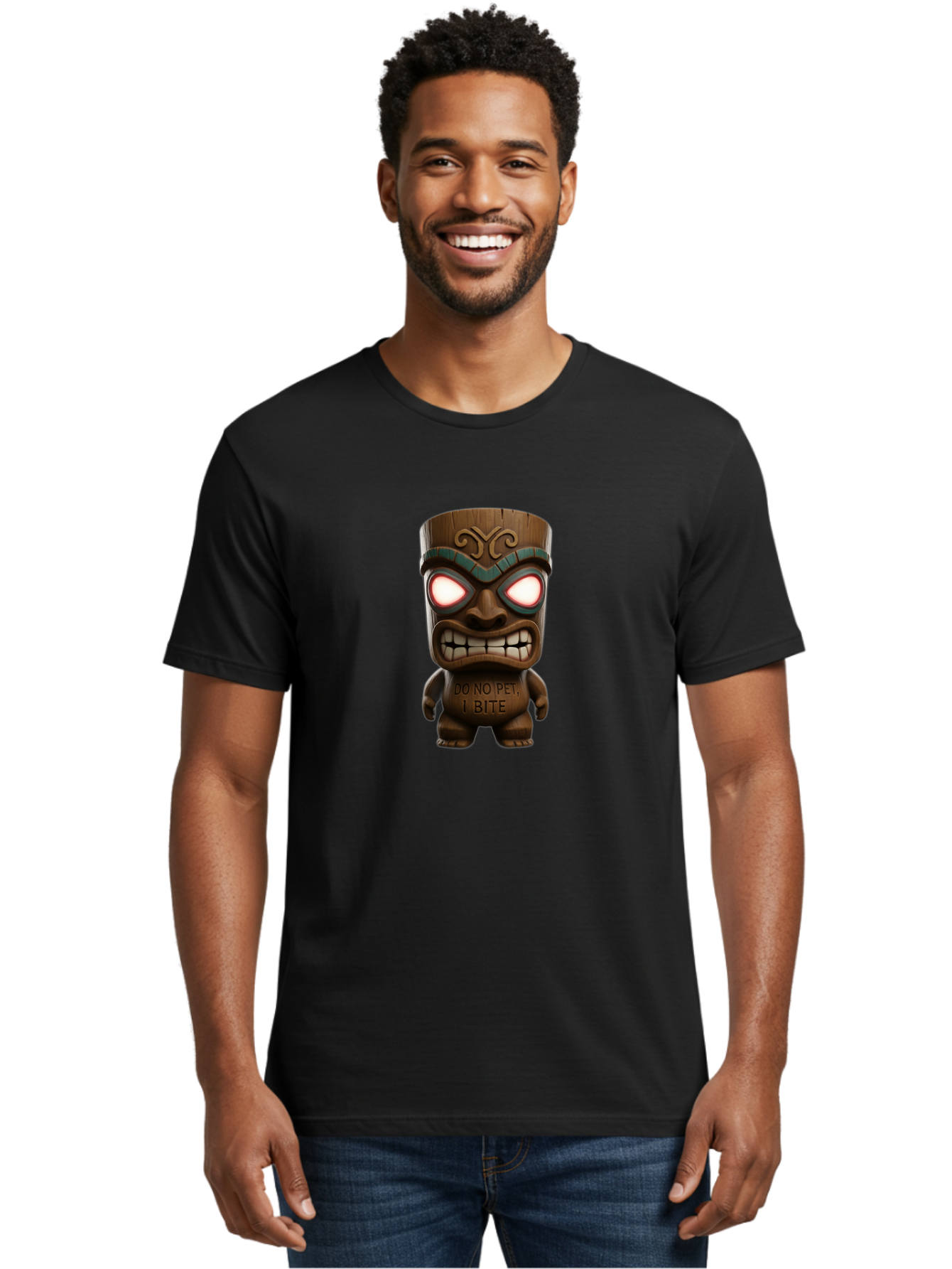 Do-No-Pet-I-Bite-Tiki Men'S Graphic Tee, 100% Cotton, Comfortable Casual Summer Wear, Machine Washable, Vintage Camera, Old Camera, Antique Camera, Black Camera, Classic Photography, Photography Equipment, Nostalgic Device, Film Camera, Bao352