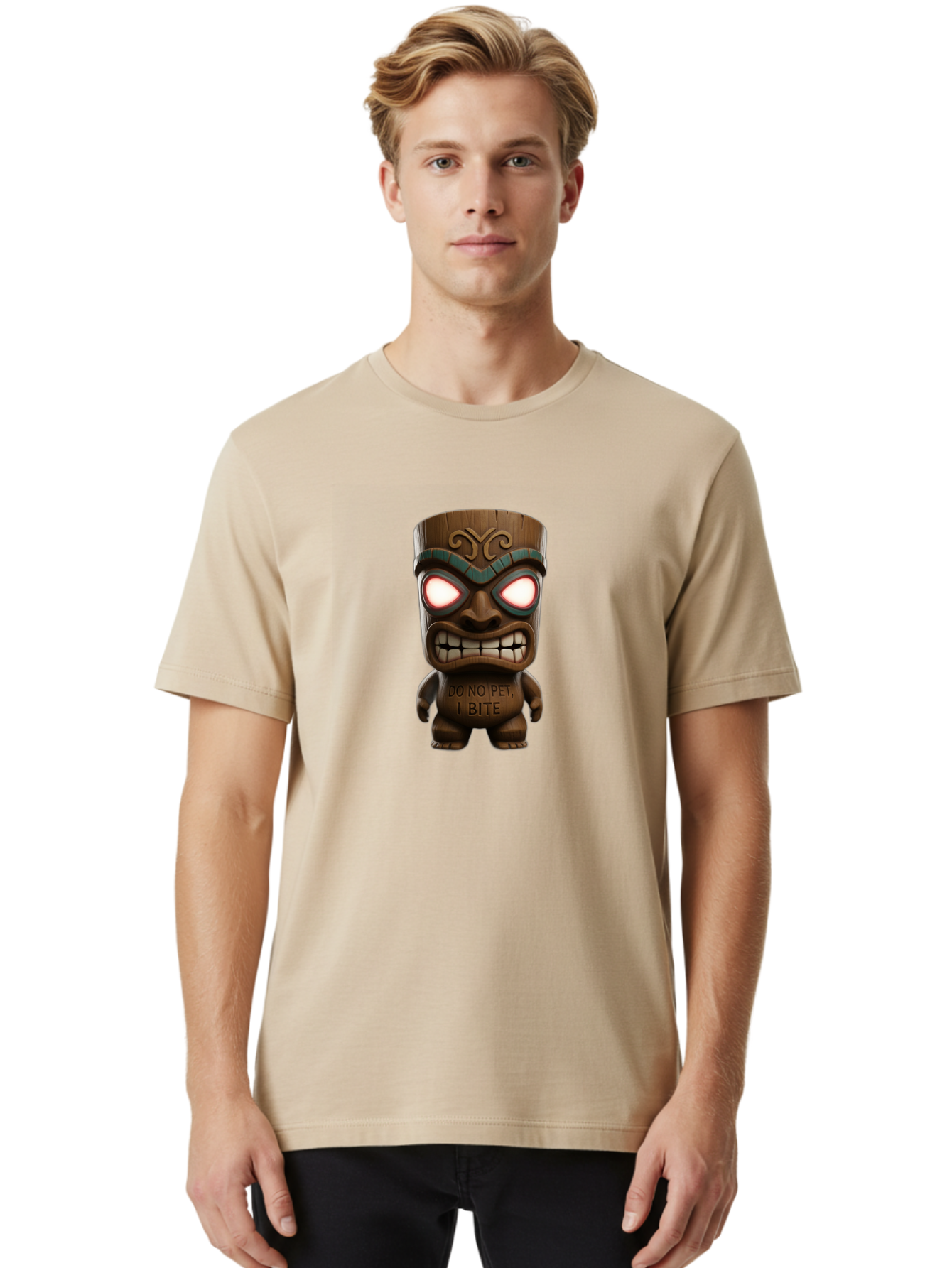 Do-No-Pet-I-Bite-Tiki Men'S Graphic Tee, 100% Cotton, Comfortable Casual Summer Wear, Machine Washable, Vintage Camera, Old Camera, Antique Camera, Black Camera, Classic Photography, Photography Equipment, Nostalgic Device, Film Camera, Bao352