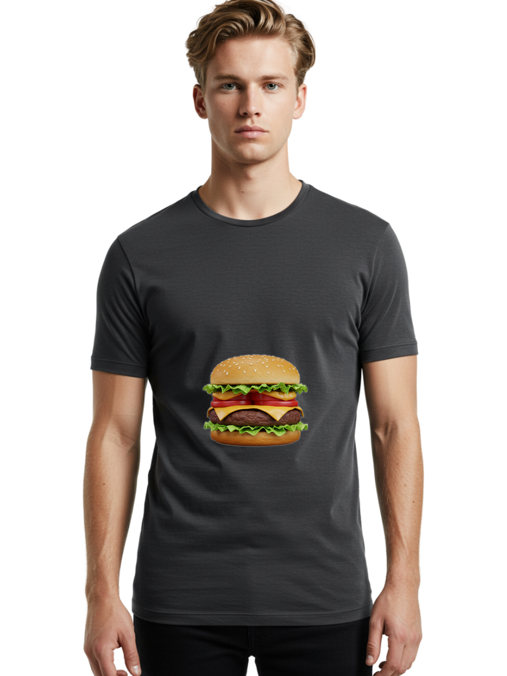 Double-Cheeseburger-2 Men'S Graphic Tee, 100% Cotton, Comfortable Casual Summer Wear, Machine Washable, Vintage Camera, Old Camera, Antique Camera, Black Camera, Classic Photography, Photography Equipment, Nostalgic Device, Film Camera, Bao370