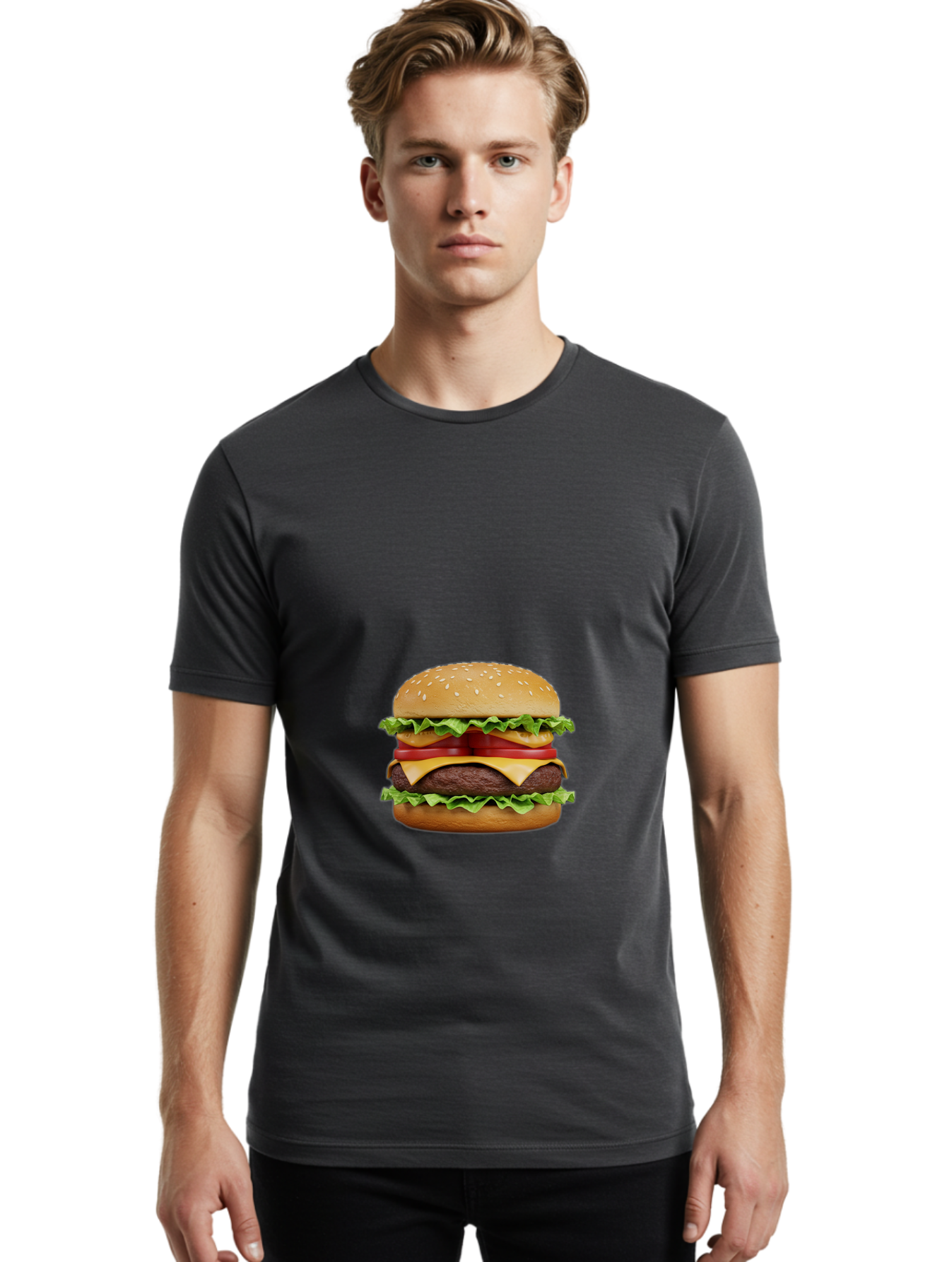 Double-Cheeseburger-2 Men'S Graphic Tee, 100% Cotton, Comfortable Casual Summer Wear, Machine Washable, Vintage Camera, Old Camera, Antique Camera, Black Camera, Classic Photography, Photography Equipment, Nostalgic Device, Film Camera, Bao370
