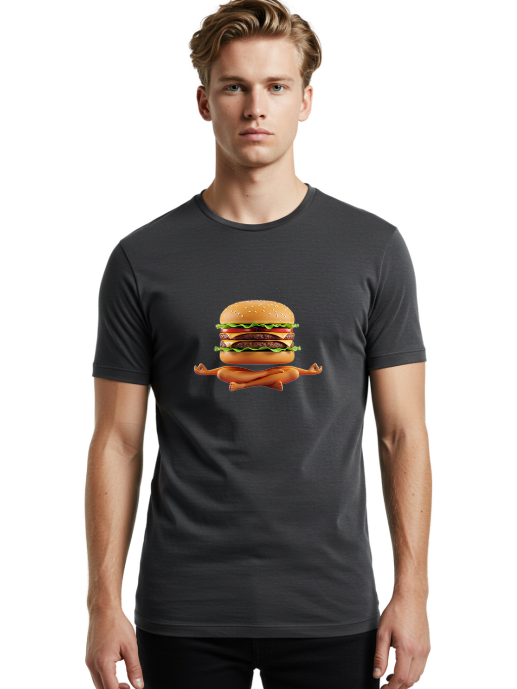 Double-Cheeseburger-Yoga Men'S Graphic Tee, 100% Cotton, Comfortable Casual Summer Wear, Machine Washable, Vintage Camera, Old Camera, Antique Camera, Black Camera, Classic Photography, Photography Equipment, Nostalgic Device, Film Camera, Bao372