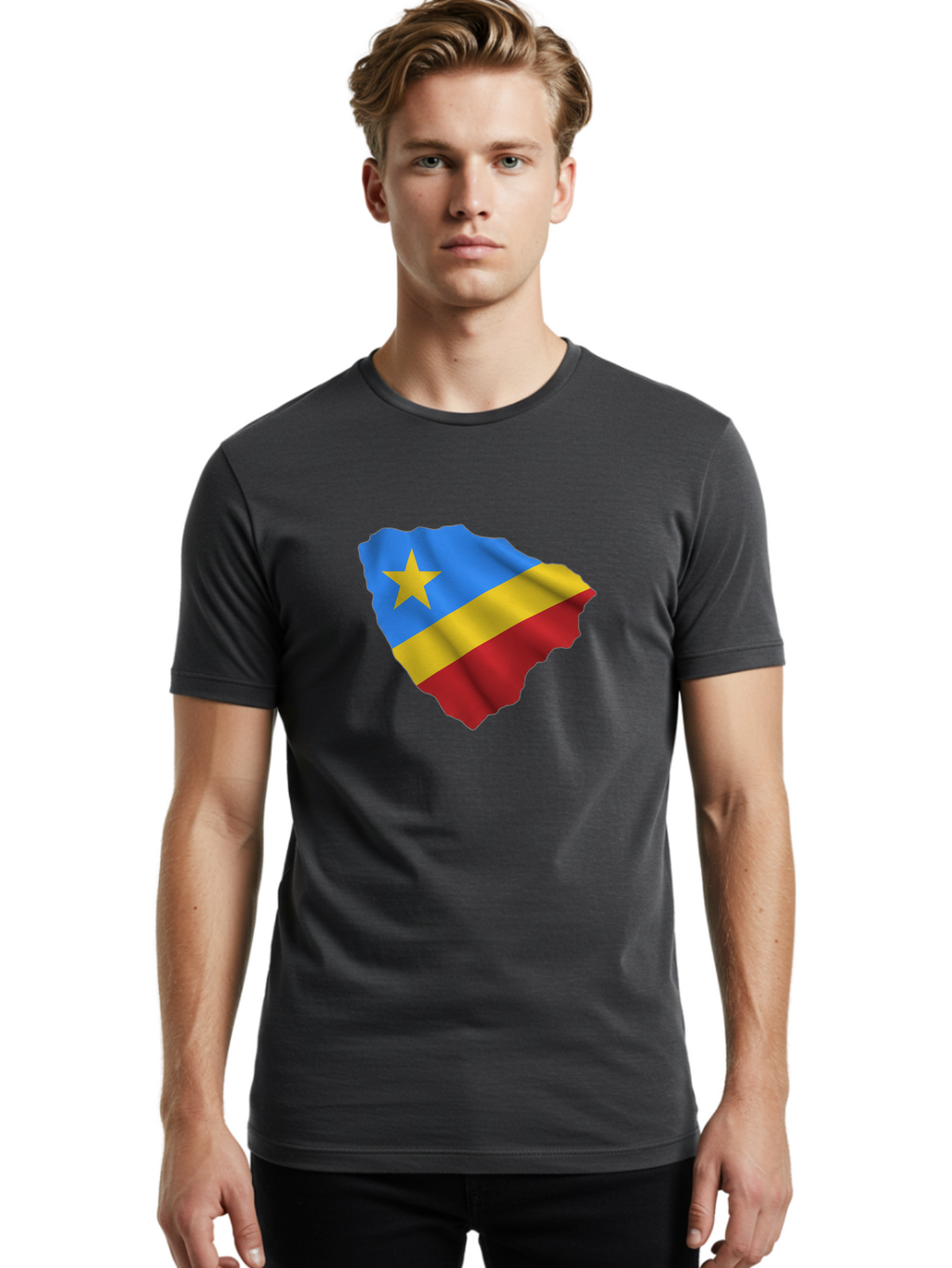 Drc-Map-With-Flag Men'S Graphic Tee, 100% Cotton, Comfortable Casual Summer Wear, Machine Washable, Vintage Camera, Old Camera, Antique Camera, Black Camera, Classic Photography, Photography Equipment, Nostalgic Device, Film Camera, Camera Art Bao374