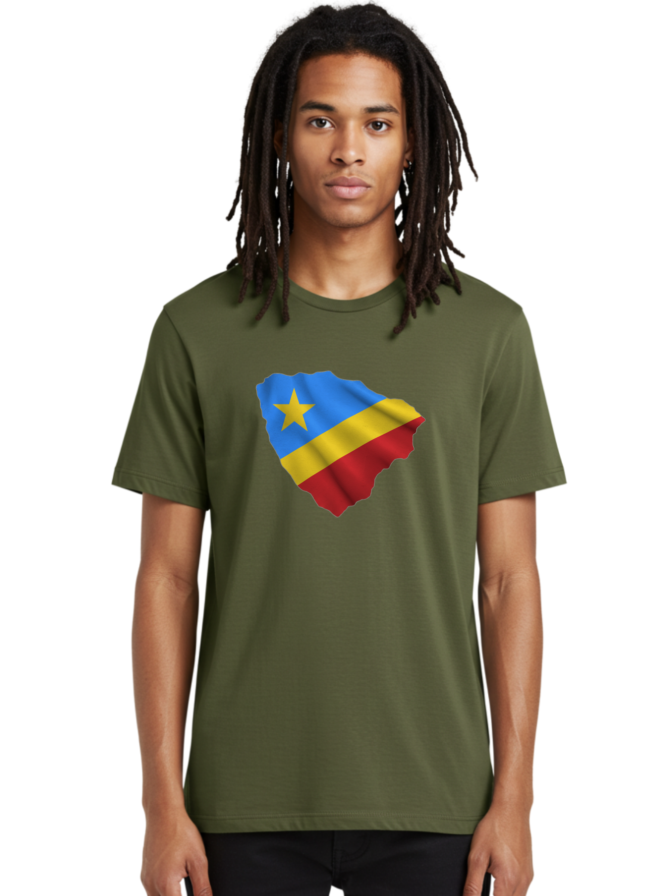 Drc-Map-With-Flag Men'S Graphic Tee, 100% Cotton, Comfortable Casual Summer Wear, Machine Washable, Vintage Camera, Old Camera, Antique Camera, Black Camera, Classic Photography, Photography Equipment, Nostalgic Device, Film Camera, Camera Art Bao374