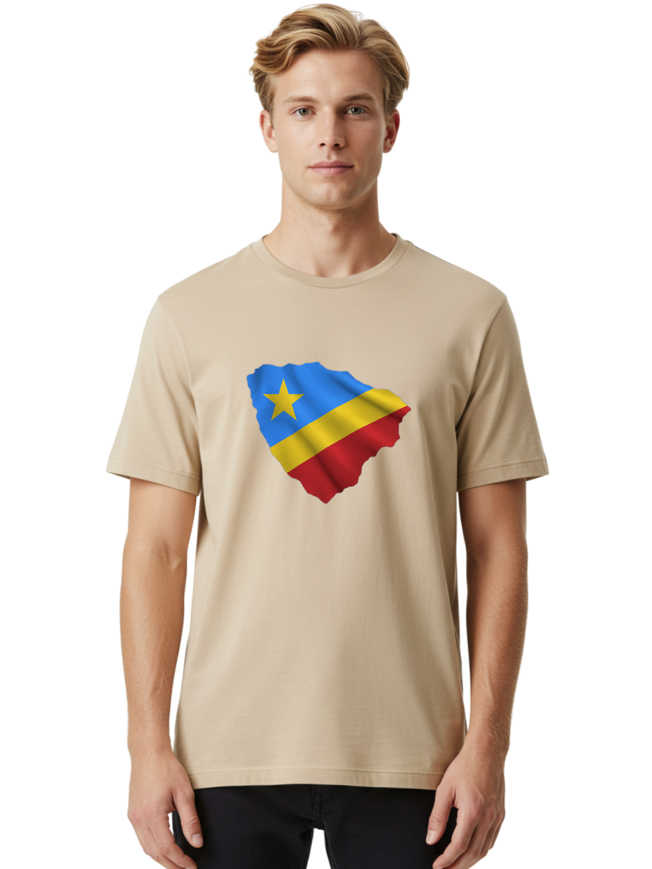 Drc-Map-With-Flag Men'S Graphic Tee, 100% Cotton, Comfortable Casual Summer Wear, Machine Washable, Vintage Camera, Old Camera, Antique Camera, Black Camera, Classic Photography, Photography Equipment, Nostalgic Device, Film Camera, Camera Art Bao374