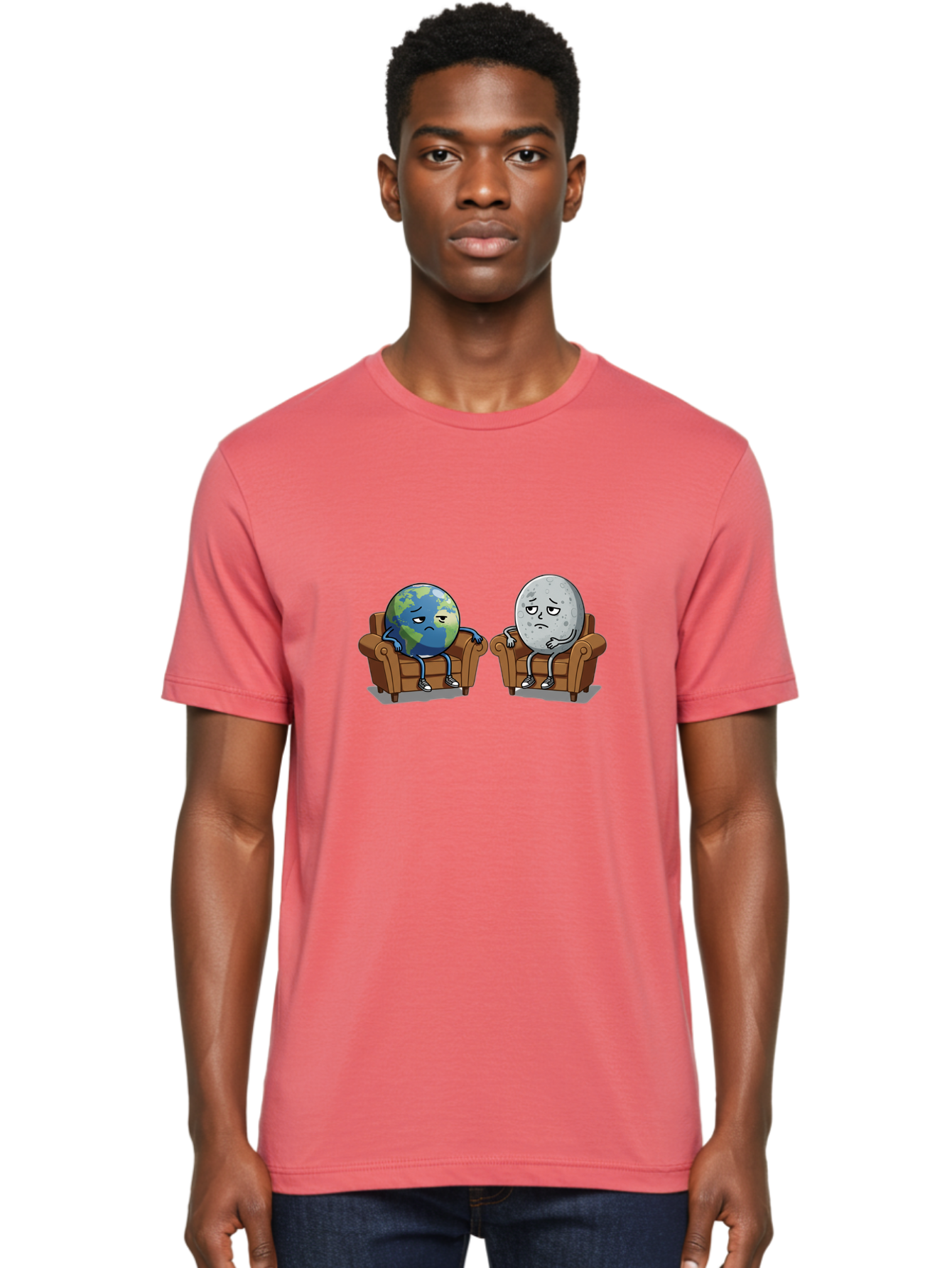 Earth-And-Moon-On-Couch Men'S Graphic Tee, 100% Cotton, Comfortable Casual Summer Wear, Machine Washable, Vintage Camera, Old Camera, Antique Camera, Black Camera, Classic Photography, Photography Equipment, Nostalgic Device, Film Camera, Bao381