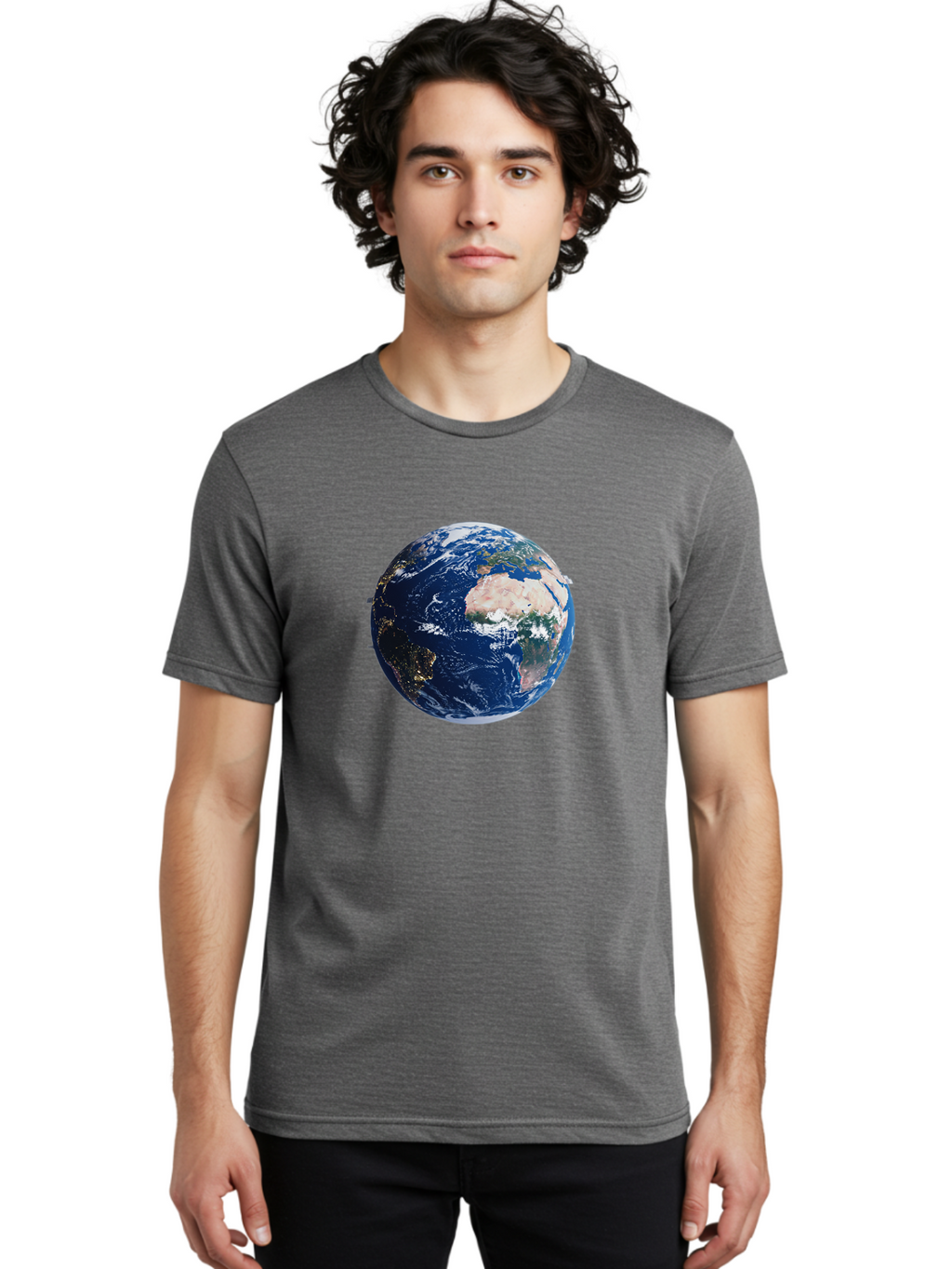 Earth-From-Space-1 Men'S Graphic Tee, 100% Cotton, Comfortable Casual Summer Wear, Machine Washable, Vintage Camera, Old Camera, Antique Camera, Black Camera, Classic Photography, Photography Equipment, Nostalgic Device, Film Camera, Bao382