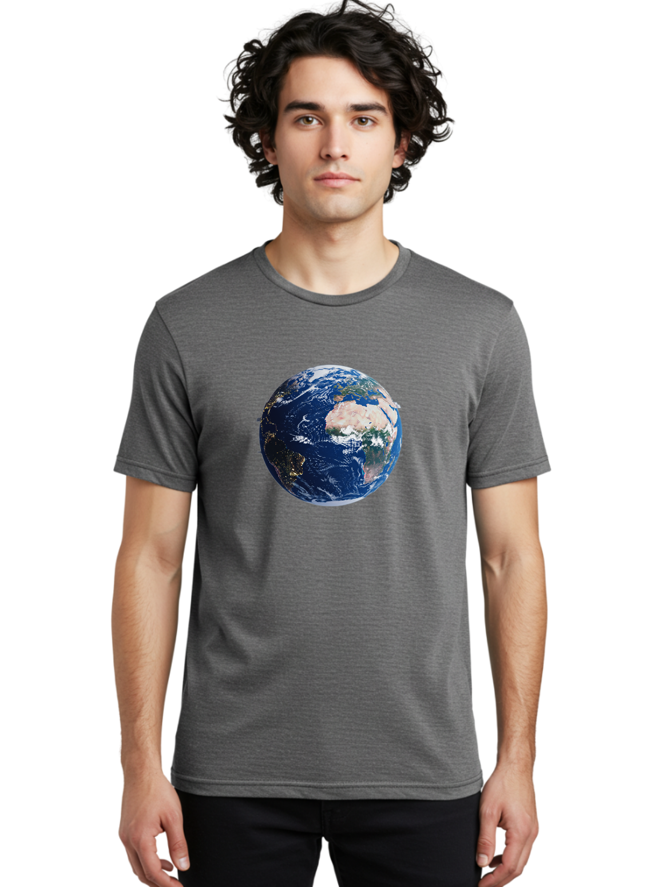 Earth-From-Space-1 Men'S Graphic Tee, 100% Cotton, Comfortable Casual Summer Wear, Machine Washable, Vintage Camera, Old Camera, Antique Camera, Black Camera, Classic Photography, Photography Equipment, Nostalgic Device, Film Camera, Bao382