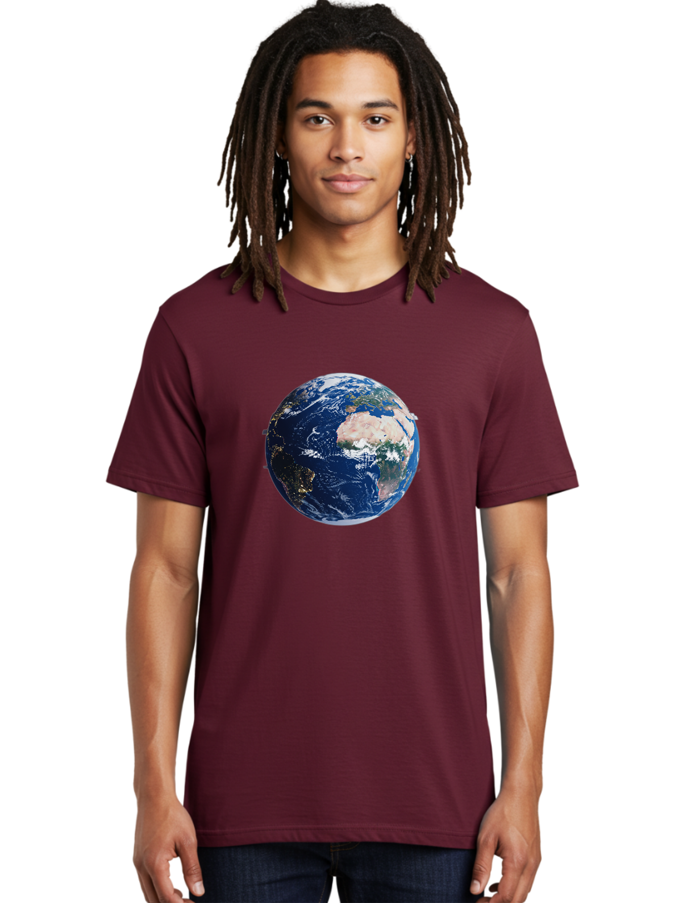 Earth-From-Space-1 Men'S Graphic Tee, 100% Cotton, Comfortable Casual Summer Wear, Machine Washable, Vintage Camera, Old Camera, Antique Camera, Black Camera, Classic Photography, Photography Equipment, Nostalgic Device, Film Camera, Bao382