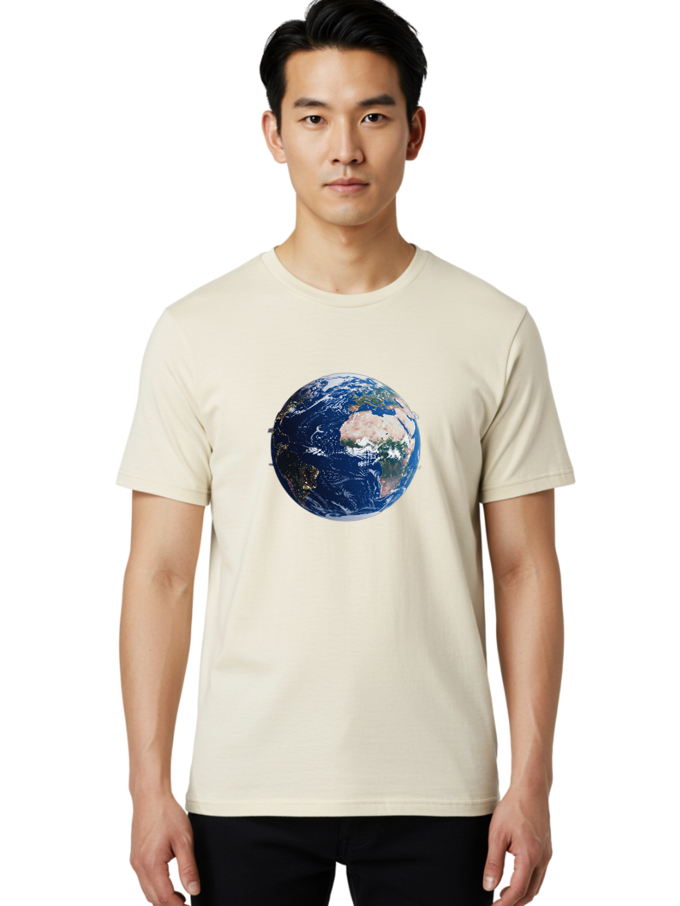 Earth-From-Space-1 Men'S Graphic Tee, 100% Cotton, Comfortable Casual Summer Wear, Machine Washable, Vintage Camera, Old Camera, Antique Camera, Black Camera, Classic Photography, Photography Equipment, Nostalgic Device, Film Camera, Bao382