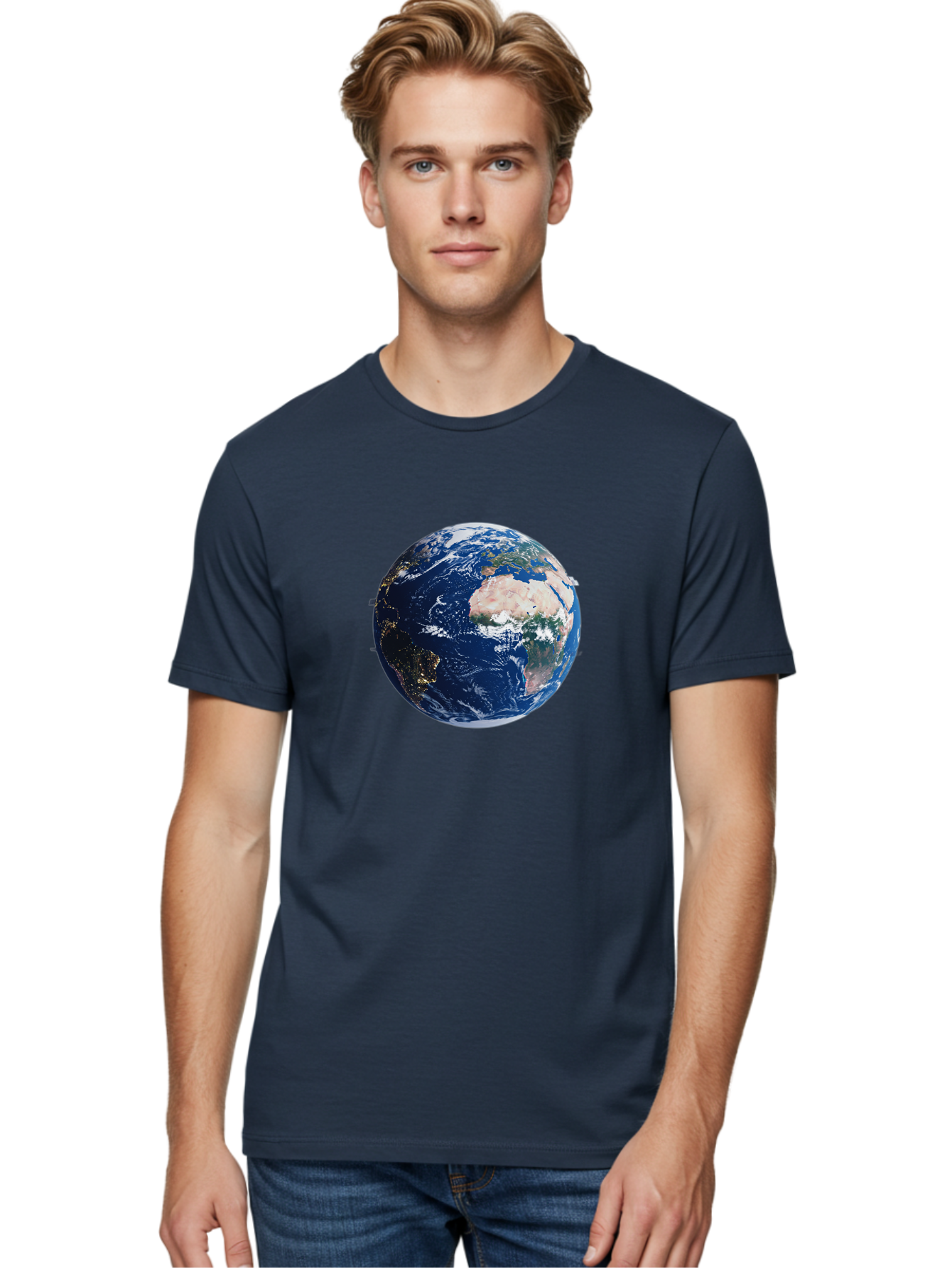 Earth-From-Space-1 Men'S Graphic Tee, 100% Cotton, Comfortable Casual Summer Wear, Machine Washable, Vintage Camera, Old Camera, Antique Camera, Black Camera, Classic Photography, Photography Equipment, Nostalgic Device, Film Camera, Bao382