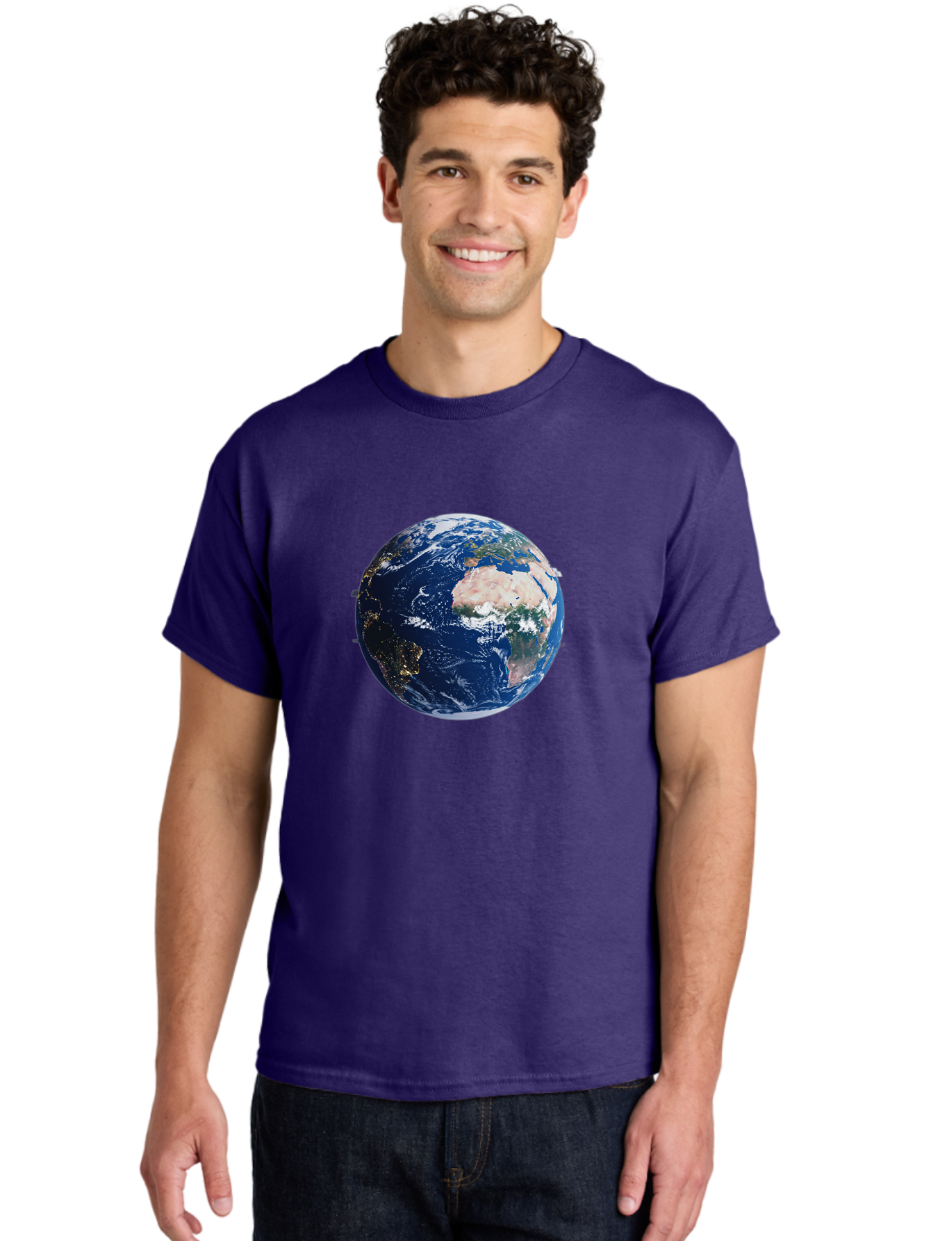 Earth-From-Space-1 Men'S Graphic Tee, 100% Cotton, Comfortable Casual Summer Wear, Machine Washable, Vintage Camera, Old Camera, Antique Camera, Black Camera, Classic Photography, Photography Equipment, Nostalgic Device, Film Camera, Bao382