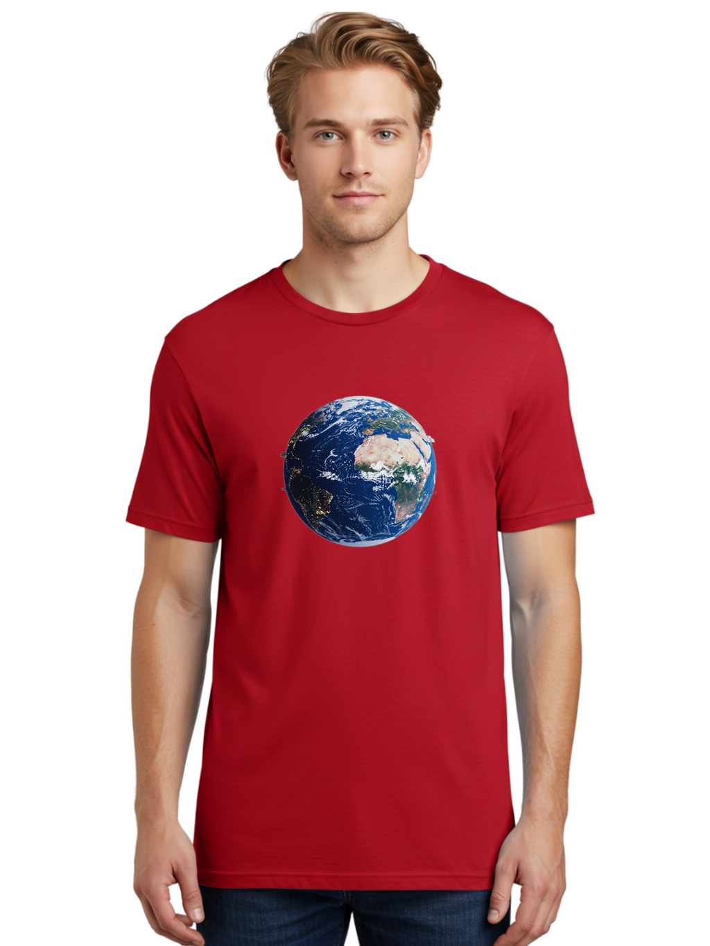 Earth-From-Space-1 Men'S Graphic Tee, 100% Cotton, Comfortable Casual Summer Wear, Machine Washable, Vintage Camera, Old Camera, Antique Camera, Black Camera, Classic Photography, Photography Equipment, Nostalgic Device, Film Camera, Bao382