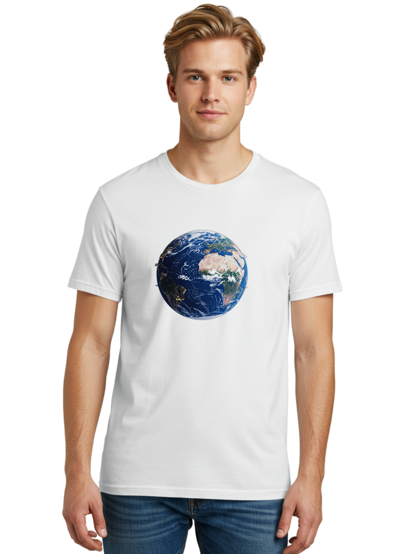 Earth-From-Space-1 Men'S Graphic Tee, 100% Cotton, Comfortable Casual Summer Wear, Machine Washable, Vintage Camera, Old Camera, Antique Camera, Black Camera, Classic Photography, Photography Equipment, Nostalgic Device, Film Camera, Bao382
