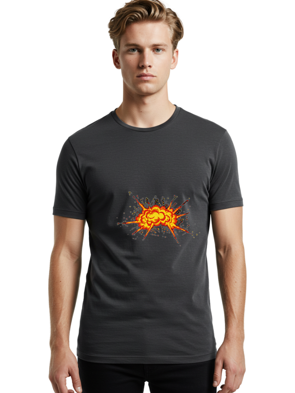 Explosion Men'S Graphic Tee, 100% Cotton, Comfortable Casual Summer Wear, Machine Washable, Vintage Camera, Old Camera, Antique Camera, Black Camera, Classic Photography, Photography Equipment, Nostalgic Device, Film Camera, Camera Art Bao397