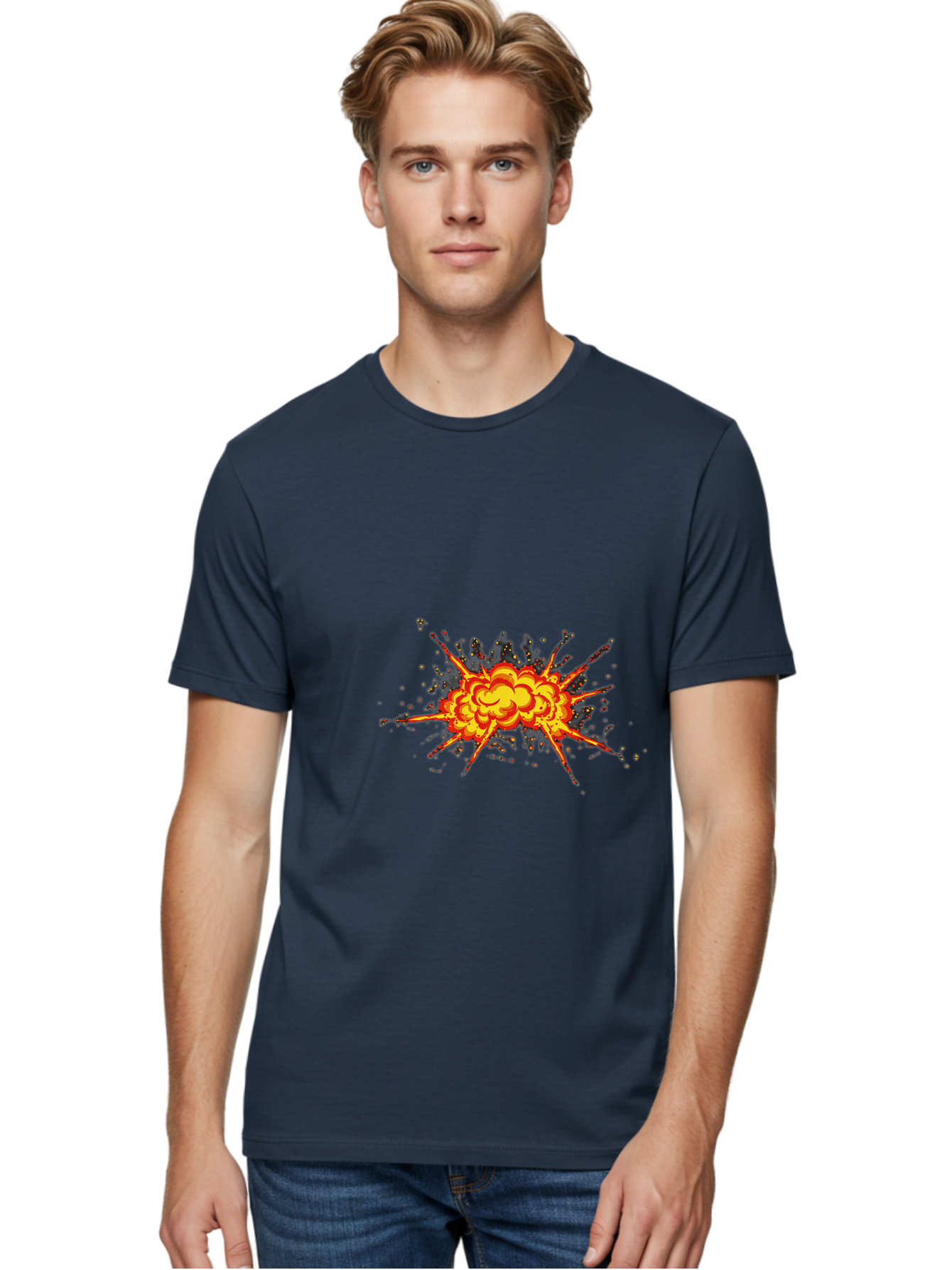 Explosion Men'S Graphic Tee, 100% Cotton, Comfortable Casual Summer Wear, Machine Washable, Vintage Camera, Old Camera, Antique Camera, Black Camera, Classic Photography, Photography Equipment, Nostalgic Device, Film Camera, Camera Art Bao397