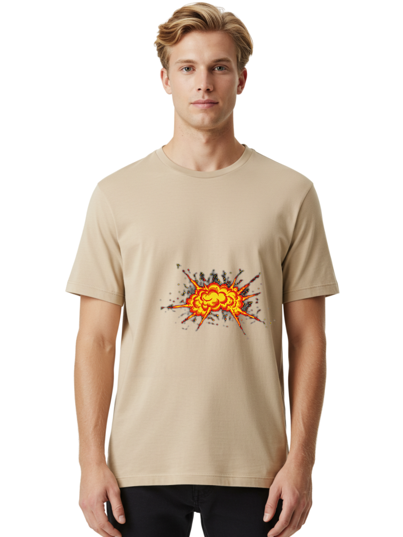 Explosion Men'S Graphic Tee, 100% Cotton, Comfortable Casual Summer Wear, Machine Washable, Vintage Camera, Old Camera, Antique Camera, Black Camera, Classic Photography, Photography Equipment, Nostalgic Device, Film Camera, Camera Art Bao397