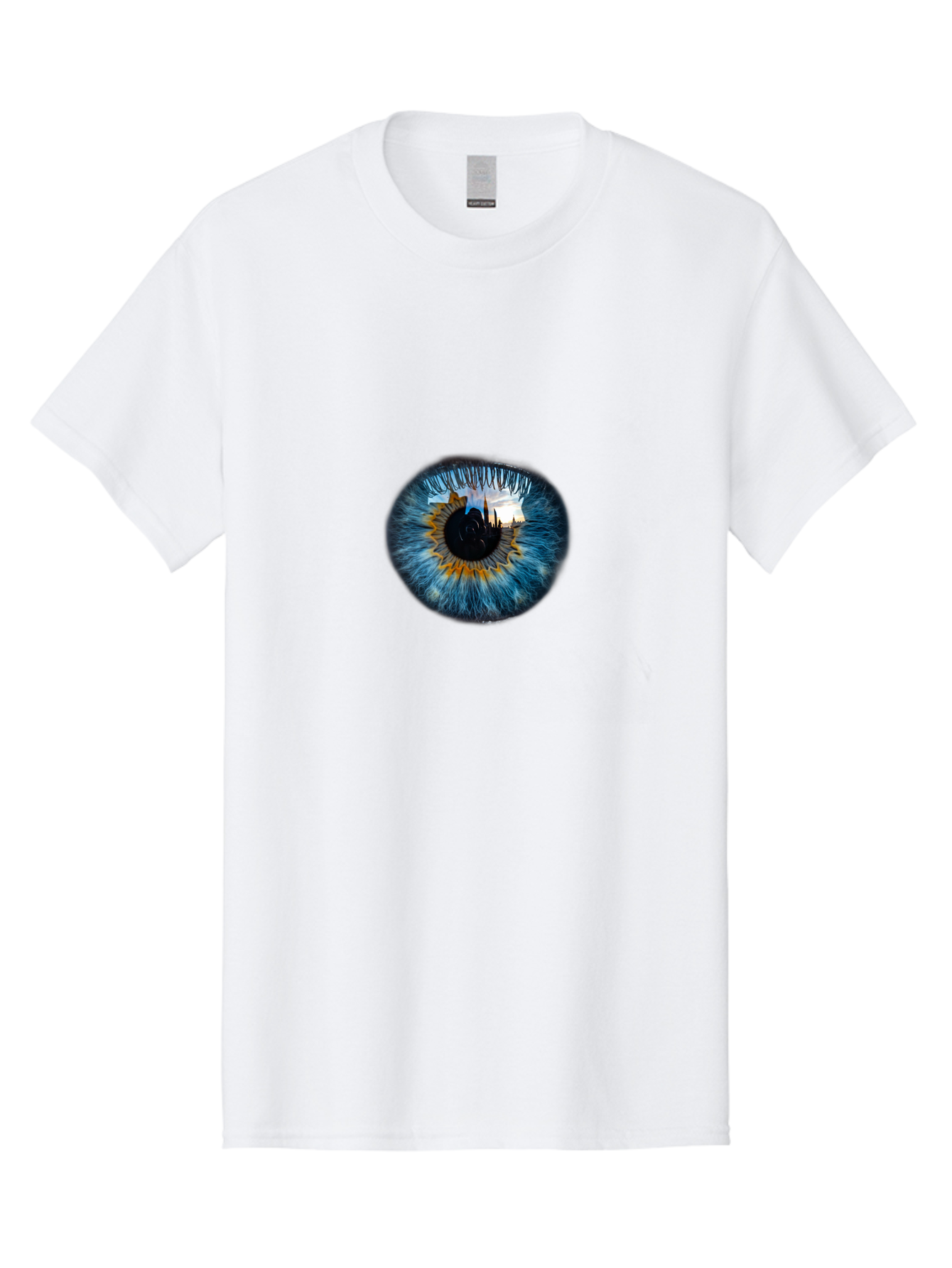 Eye-With-Cityscape Men'S Graphic Tee, 100% Cotton, Comfortable Casual Summer Wear, Machine Washable, Vintage Camera, Old Camera, Antique Camera, Black Camera, Classic Photography, Photography Equipment, Nostalgic Device, Film Camera, Bao399