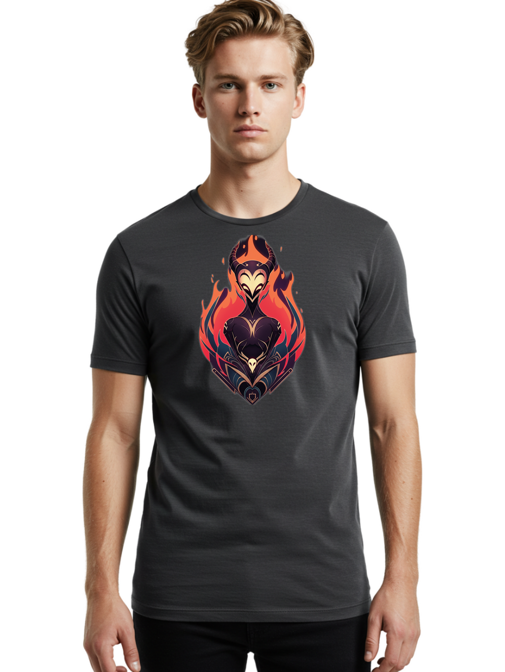 Female-Character-With-Flames Men'S Graphic Tee, 100% Cotton, Comfortable Casual Summer Wear, Machine Washable, Vintage Camera, Old Camera, Antique Camera, Black Camera, Classic Photography, Photography Equipment, Nostalgic Device, Film Camera, Bao403