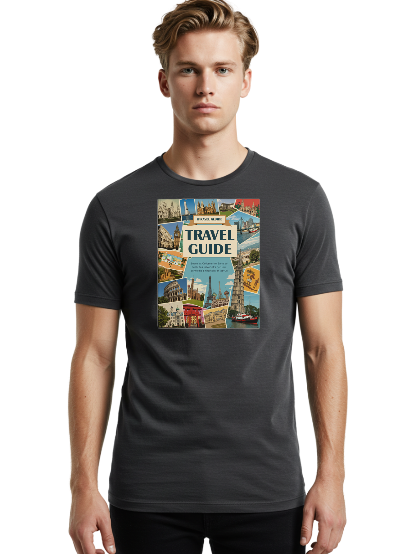 Fibtravel-Guide Men'S Graphic Tee, 100% Cotton, Comfortable Casual Summer Wear, Machine Washable, Vintage Camera, Old Camera, Antique Camera, Black Camera, Classic Photography, Photography Equipment, Nostalgic Device, Film Camera, Camera Art Bao404