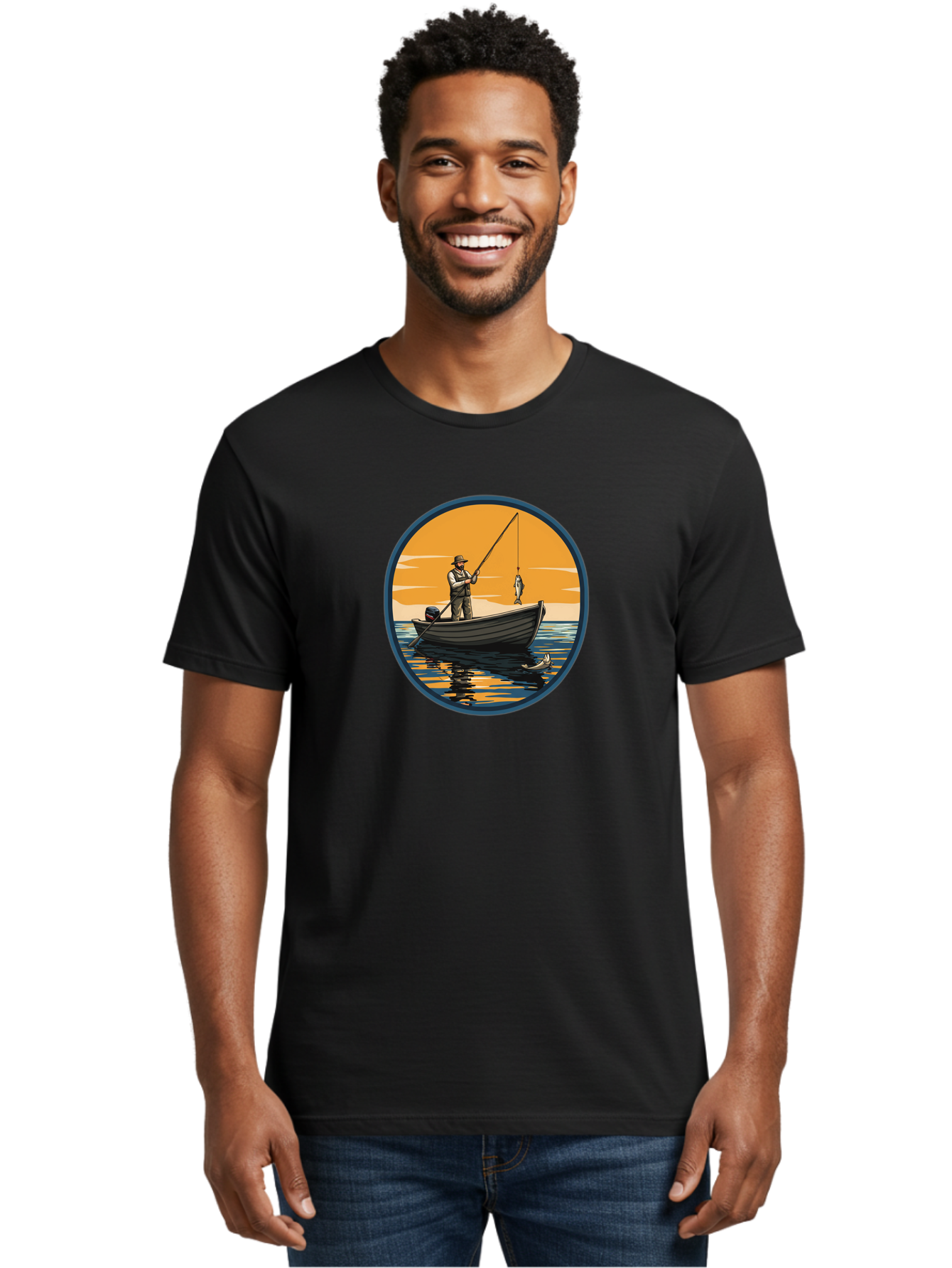 Fisherman-1 Men'S Graphic Tee, 100% Cotton, Comfortable Casual Summer Wear, Machine Washable, Vintage Camera, Old Camera, Antique Camera, Black Camera, Classic Photography, Photography Equipment, Nostalgic Device, Film Camera, Camera Art Bao406