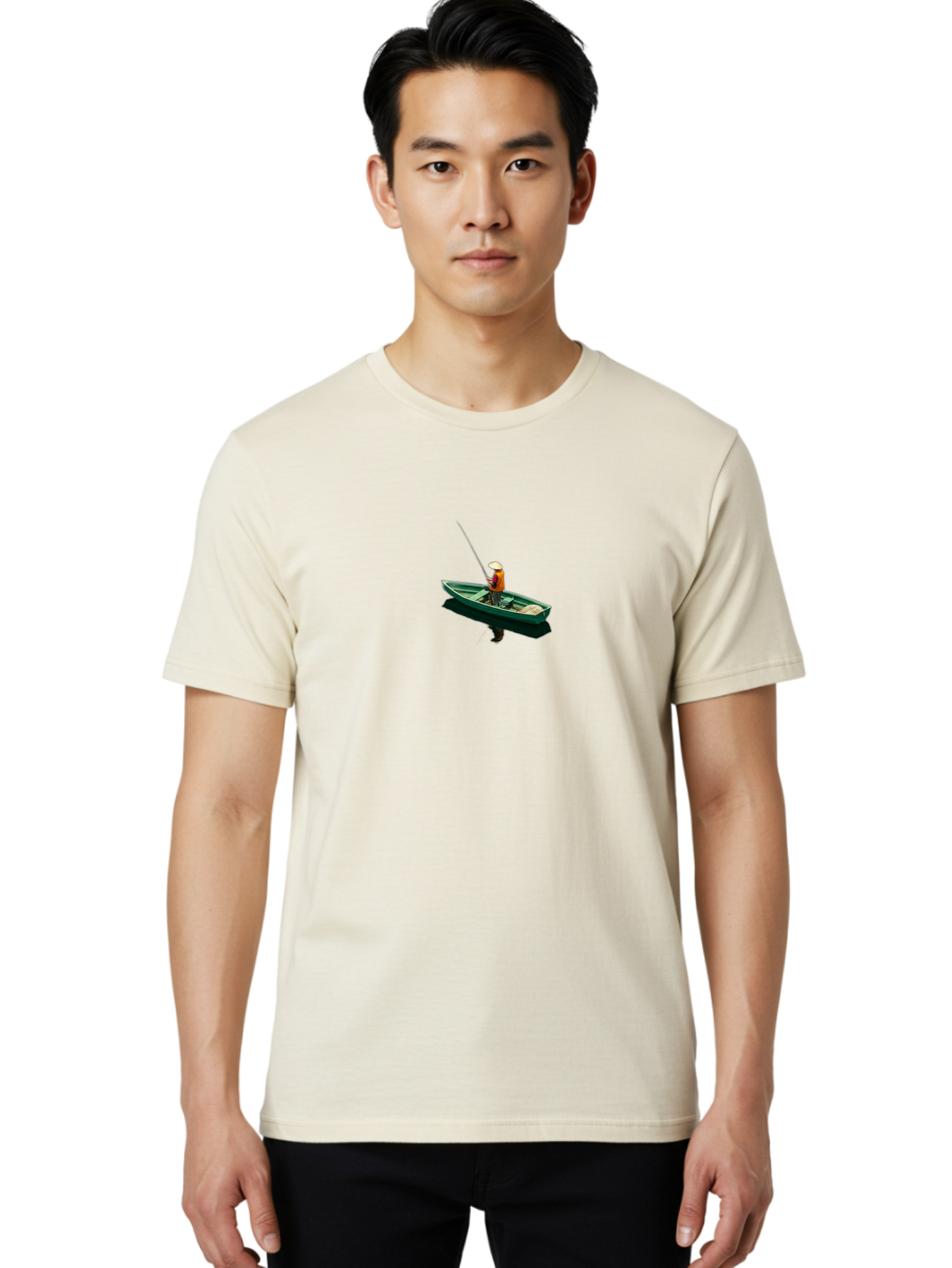 Fisherman-In-Boat-2 Men'S Graphic Tee, 100% Cotton, Comfortable Casual Summer Wear, Machine Washable, Vintage Camera, Old Camera, Antique Camera, Black Camera, Classic Photography, Photography Equipment, Nostalgic Device, Film Camera, Bao408