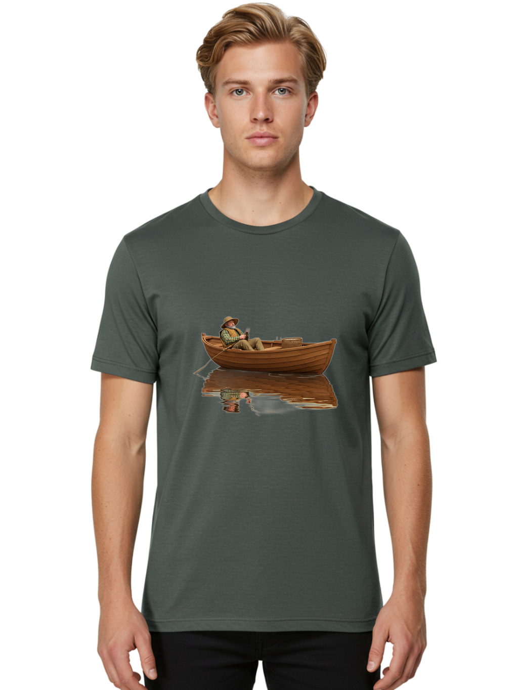 Fisherman-In-Boat Men'S Graphic Tee, 100% Cotton, Comfortable Casual Summer Wear, Machine Washable, Vintage Camera, Old Camera, Antique Camera, Black Camera, Classic Photography, Photography Equipment, Nostalgic Device, Film Camera, Camera Art Bao409