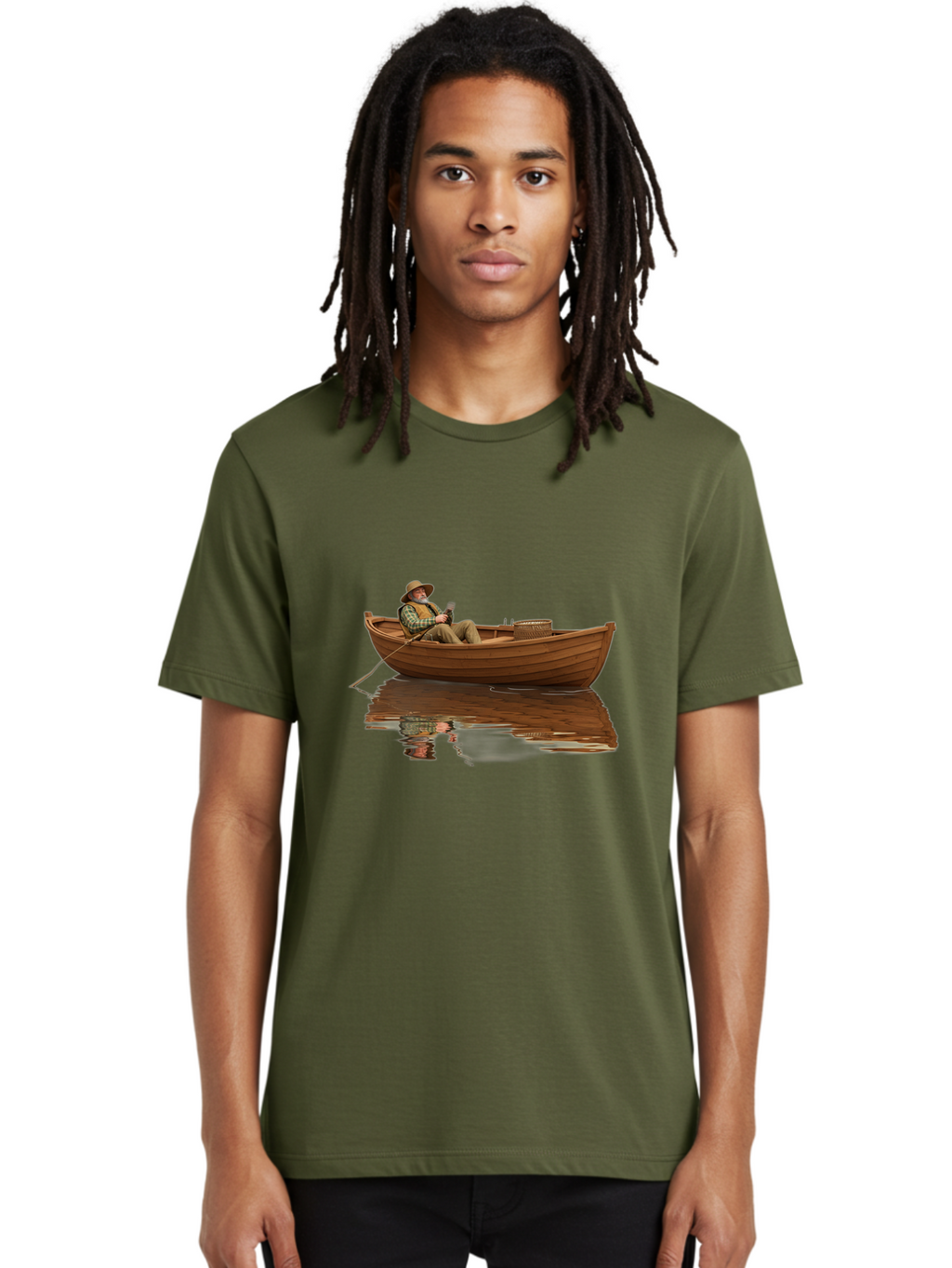 Fisherman-In-Boat Men'S Graphic Tee, 100% Cotton, Comfortable Casual Summer Wear, Machine Washable, Vintage Camera, Old Camera, Antique Camera, Black Camera, Classic Photography, Photography Equipment, Nostalgic Device, Film Camera, Camera Art Bao409