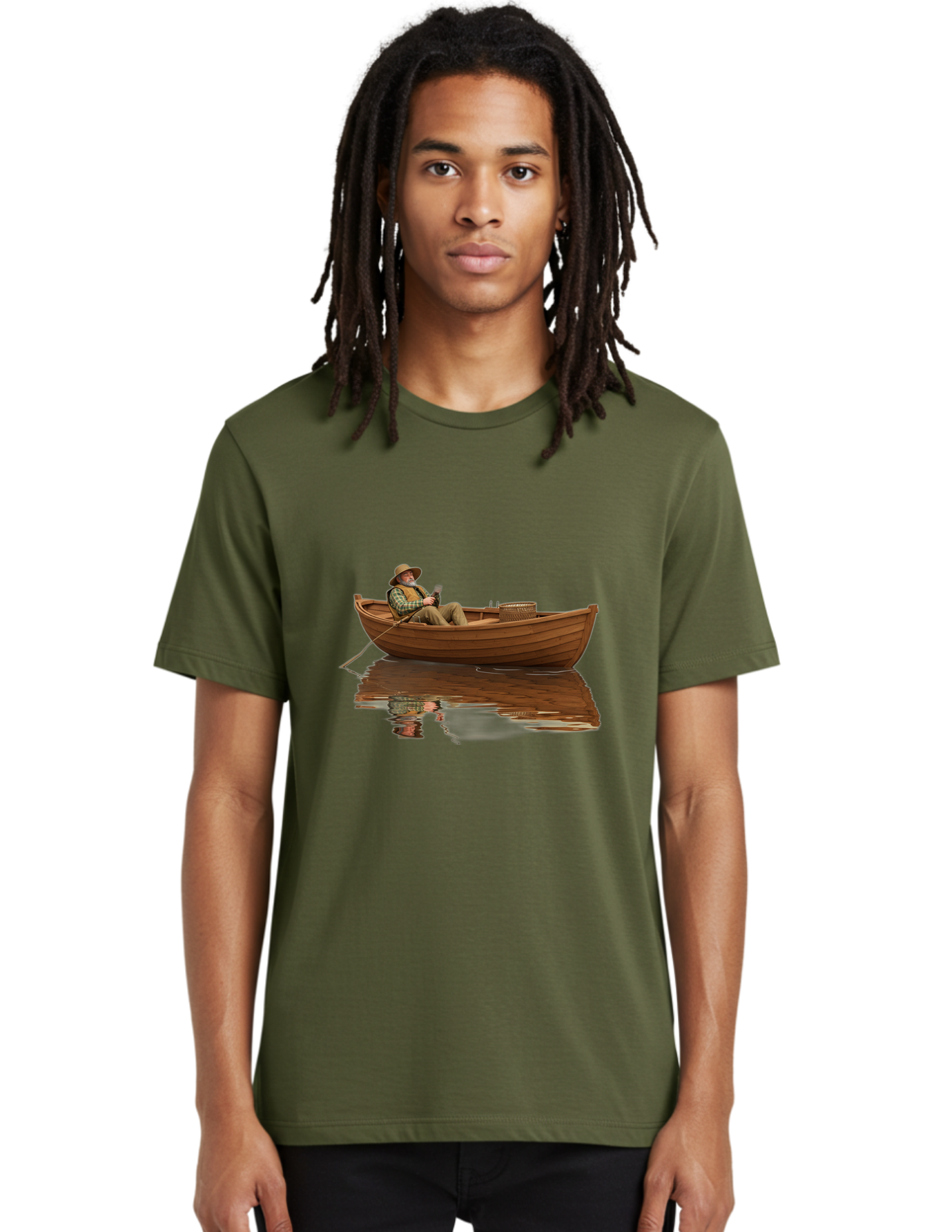 Fisherman-In-Boat Men'S Graphic Tee, 100% Cotton, Comfortable Casual Summer Wear, Machine Washable, Vintage Camera, Old Camera, Antique Camera, Black Camera, Classic Photography, Photography Equipment, Nostalgic Device, Film Camera, Camera Art Bao409