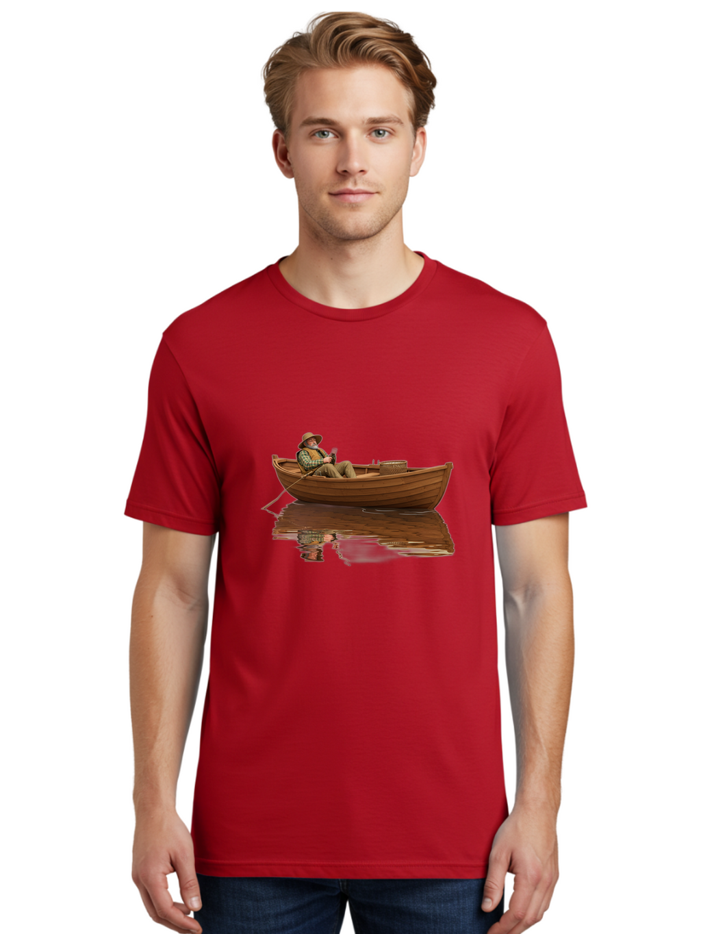 Fisherman-In-Boat Men'S Graphic Tee, 100% Cotton, Comfortable Casual Summer Wear, Machine Washable, Vintage Camera, Old Camera, Antique Camera, Black Camera, Classic Photography, Photography Equipment, Nostalgic Device, Film Camera, Camera Art Bao409
