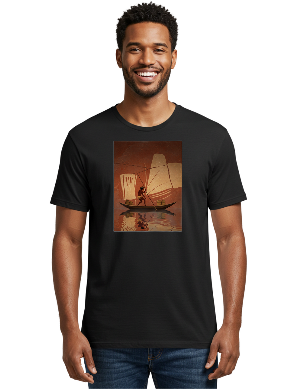 Fisherman-On-Boat Men'S Graphic Tee, 100% Cotton, Comfortable Casual Summer Wear, Machine Washable, Vintage Camera, Old Camera, Antique Camera, Black Camera, Classic Photography, Photography Equipment, Nostalgic Device, Film Camera, Camera Art Bao410