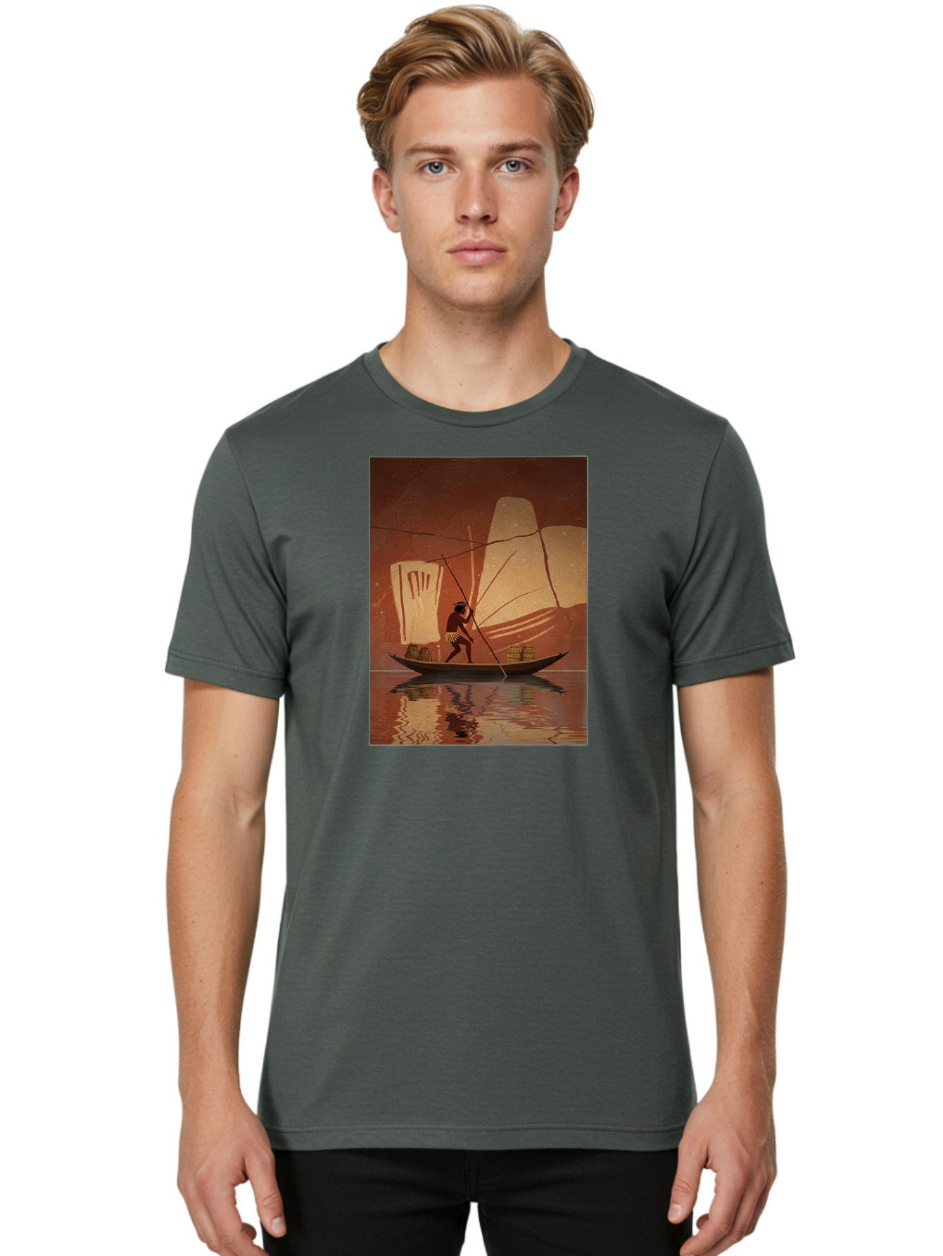 Fisherman-On-Boat Men'S Graphic Tee, 100% Cotton, Comfortable Casual Summer Wear, Machine Washable, Vintage Camera, Old Camera, Antique Camera, Black Camera, Classic Photography, Photography Equipment, Nostalgic Device, Film Camera, Camera Art Bao410