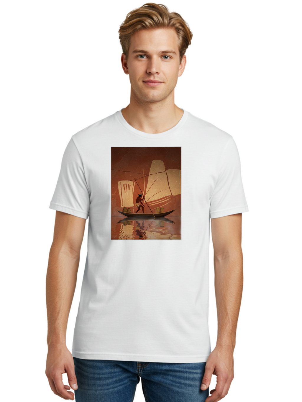 Fisherman-On-Boat Men'S Graphic Tee, 100% Cotton, Comfortable Casual Summer Wear, Machine Washable, Vintage Camera, Old Camera, Antique Camera, Black Camera, Classic Photography, Photography Equipment, Nostalgic Device, Film Camera, Camera Art Bao410
