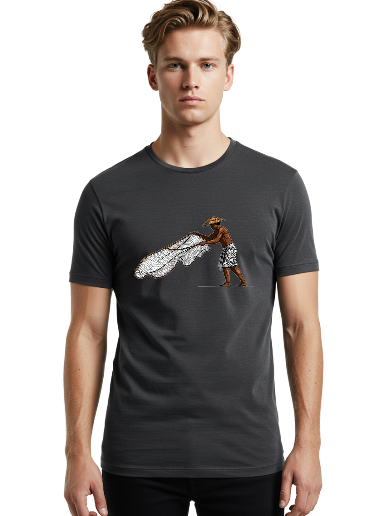 Fisherman-With-Net Men'S Graphic Tee, 100% Cotton, Comfortable Casual Summer Wear, Machine Washable, Vintage Camera, Old Camera, Antique Camera, Black Camera, Classic Photography, Photography Equipment, Nostalgic Device, Film Camera, Bao411