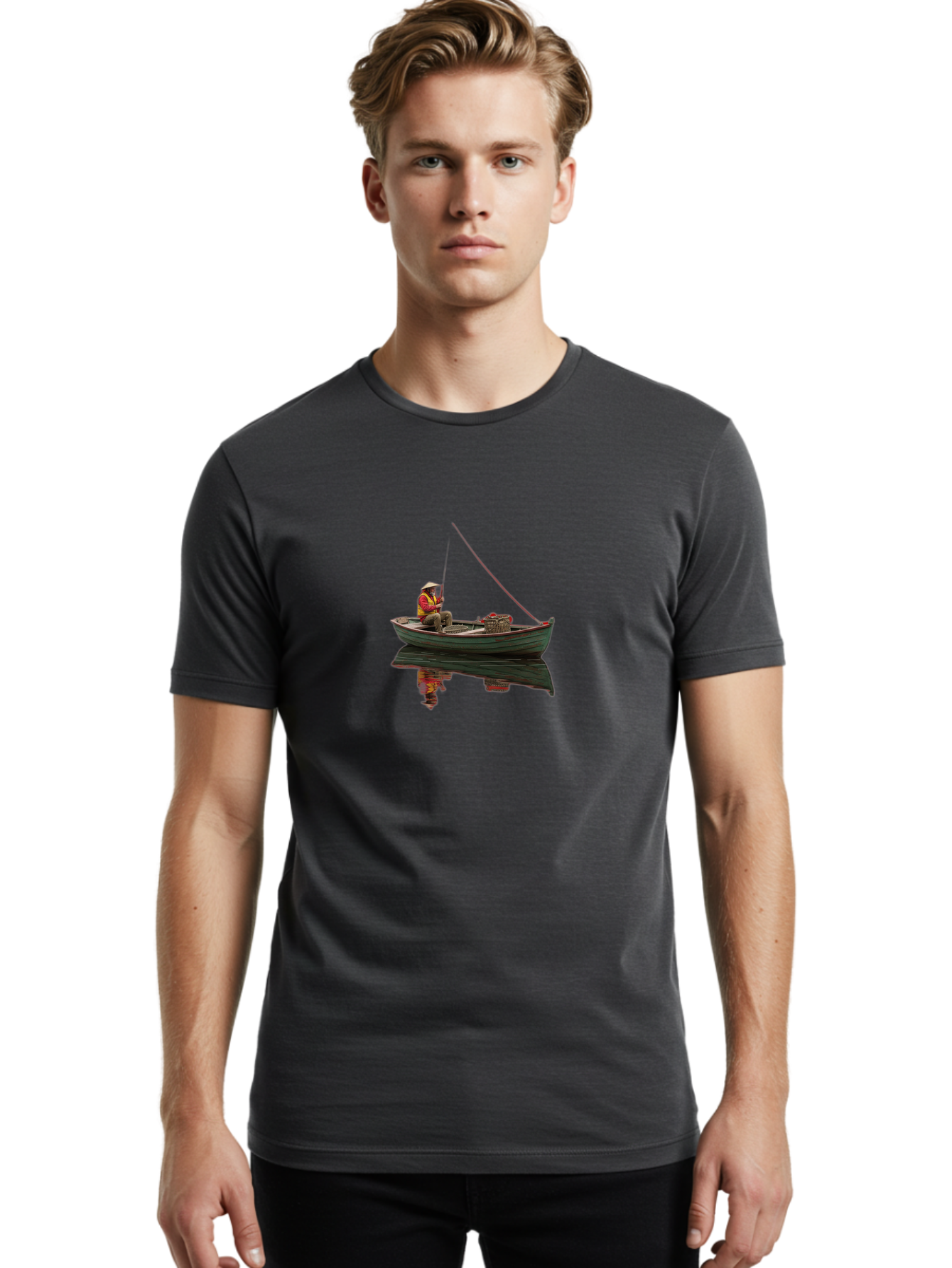Fisherman Men'S Graphic Tee, 100% Cotton, Comfortable Casual Summer Wear, Machine Washable, Vintage Camera, Old Camera, Antique Camera, Black Camera, Classic Photography, Photography Equipment, Nostalgic Device, Film Camera, Camera Art Bao412