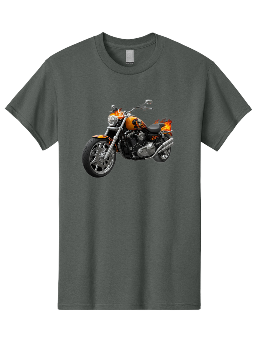 Flame-Painted-Motorcycle Men'S Graphic Tee, 100% Cotton, Comfortable Casual Summer Wear, Machine Washable, Vintage Camera, Old Camera, Antique Camera, Black Camera, Classic Photography, Photography Equipment, Nostalgic Device, Film Camera, Bao413